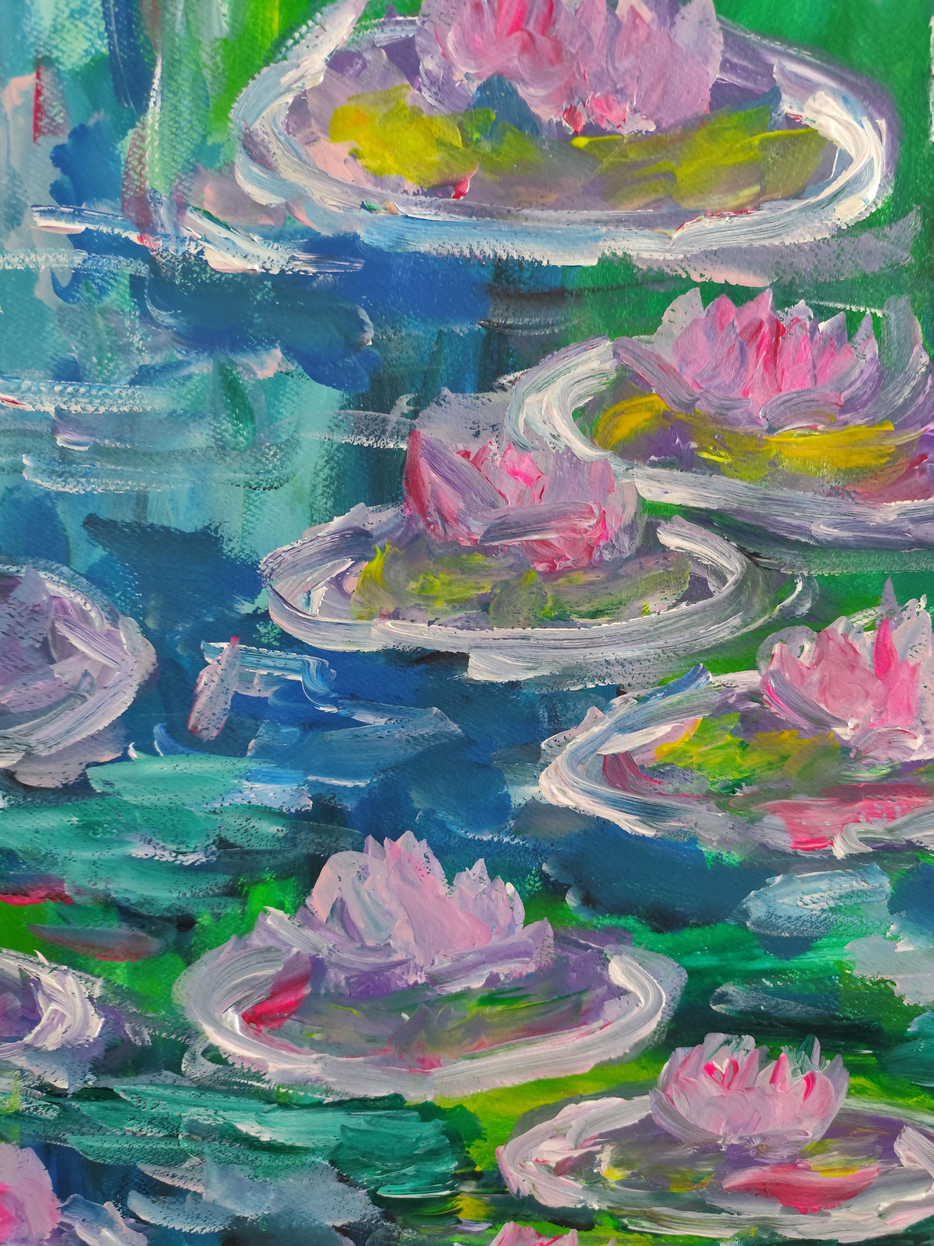 Impressionist painting of nymphs inspired by Claude Monet 