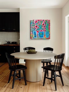 Large modern expressionist figurative still life painting "Threefold Grace"