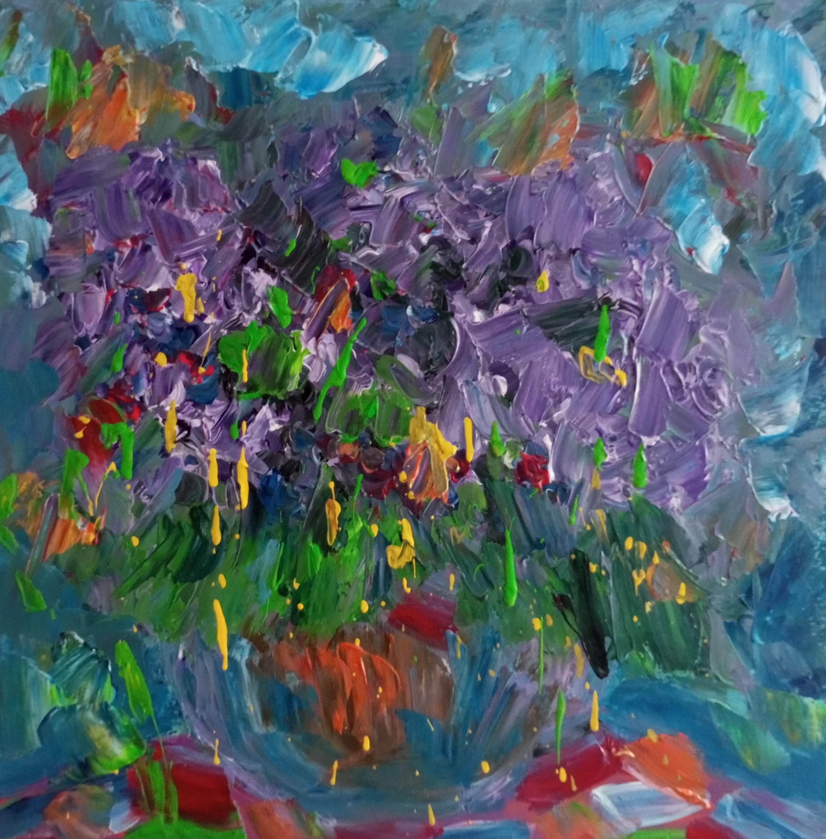Mougenot Natalya Still-Life Painting – Fliederblumen in einer Vase 
