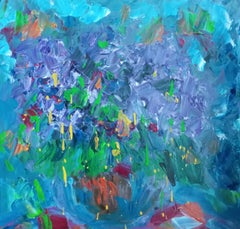 Contemporary bstract impressionist floral art  "Lilac flowers in a vase "
