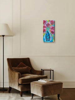 Moderne abstrakte expressionistische blaue florale Malerei Leinen Leinwand "Farbe Atem"