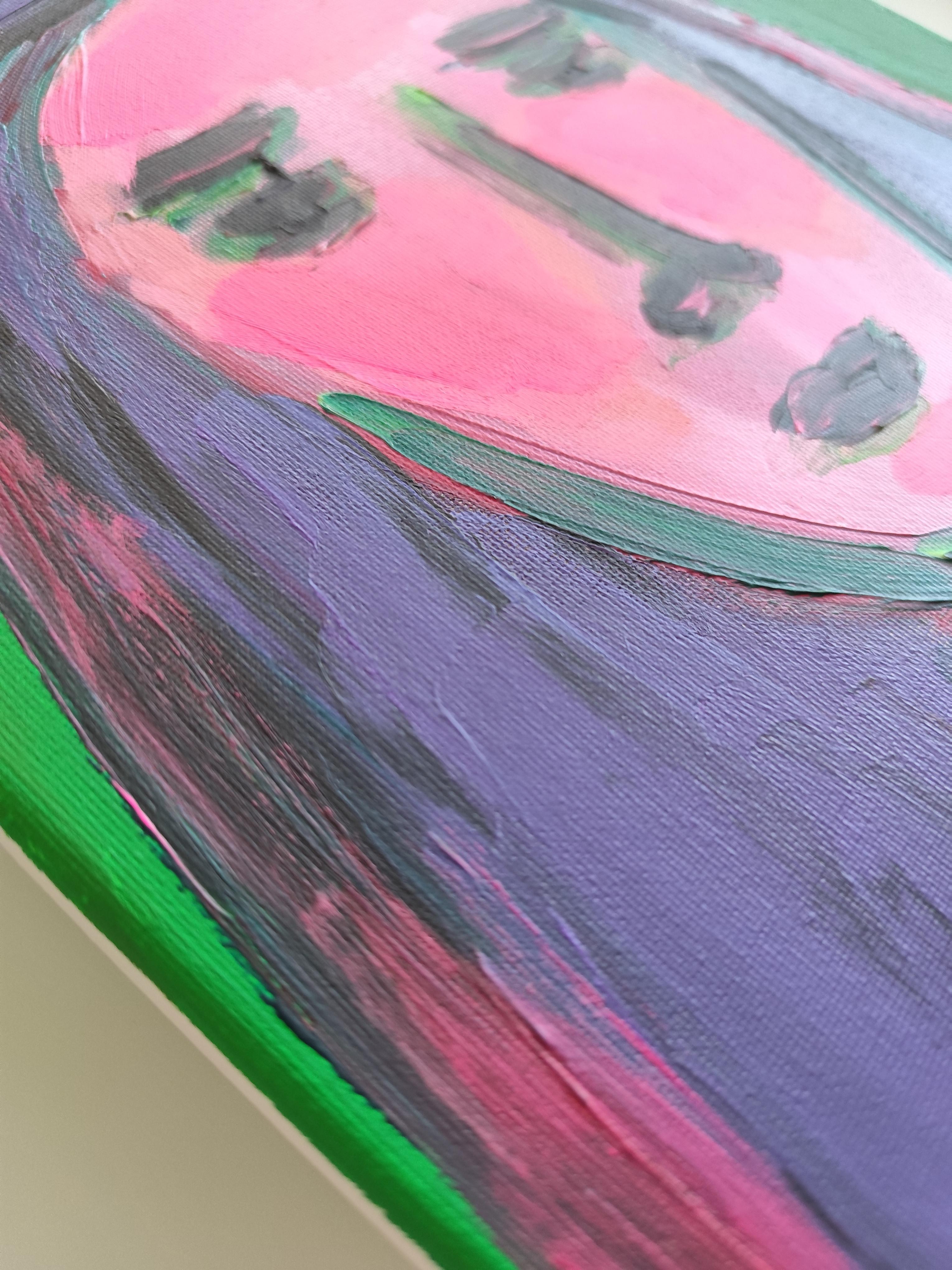 Modernes abstraktes Expressionistenporträt Frau Acryl auf Leinwand 
