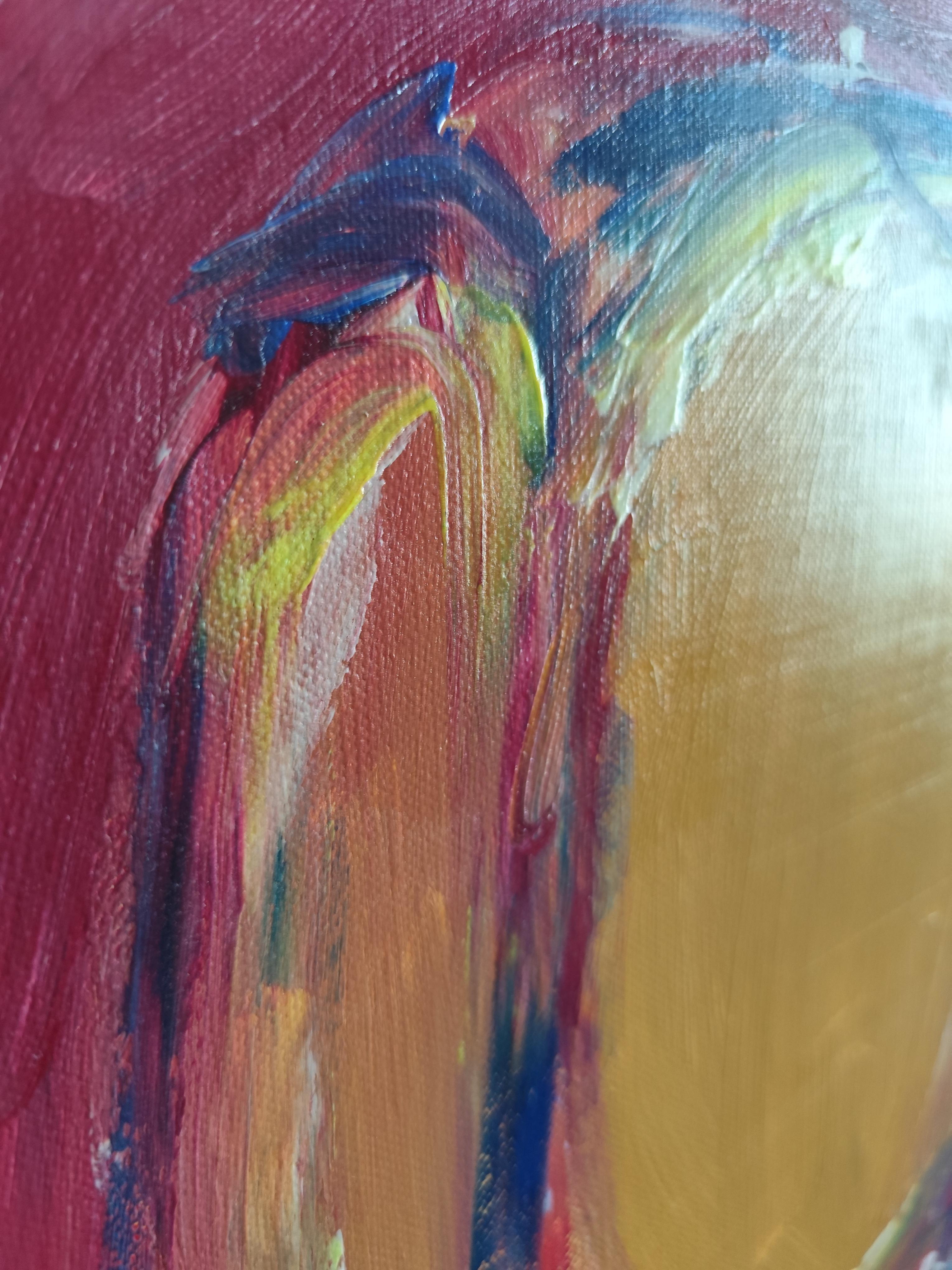 Modern Abstract Expressionist portrait woman acrylic on canvas 