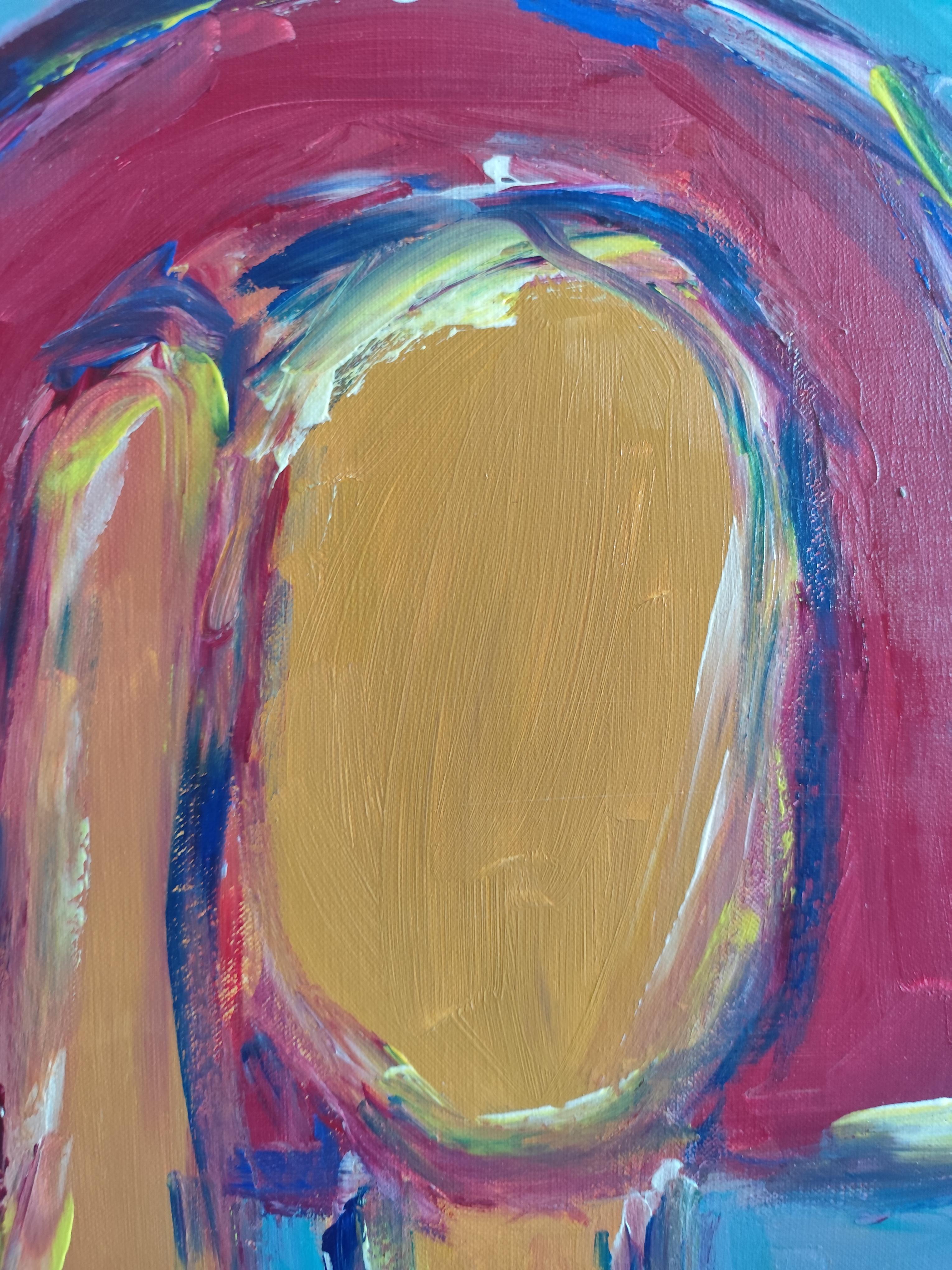 Modern Abstract Expressionist portrait woman acrylic on canvas 