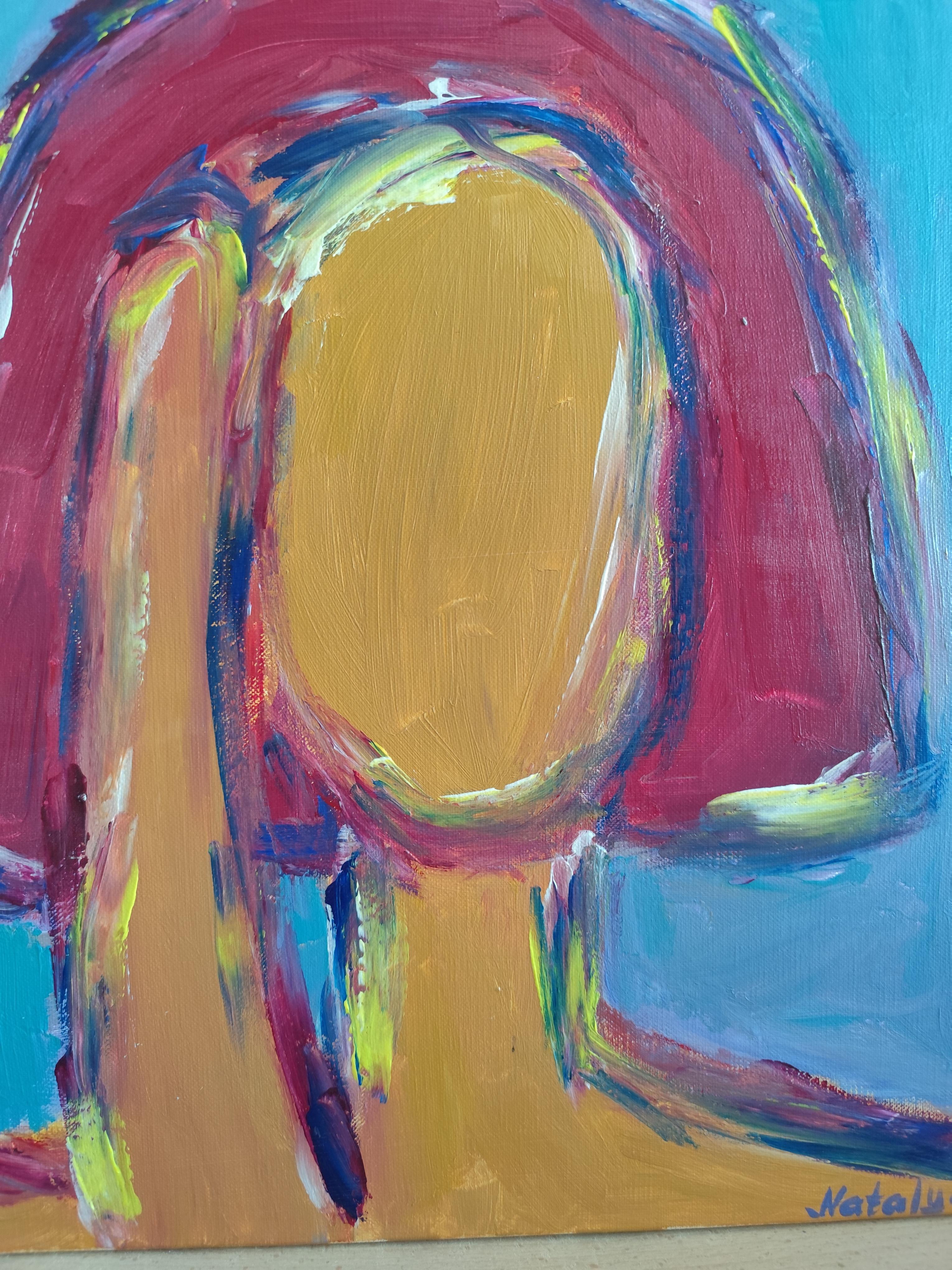 Modern Abstract Expressionist portrait woman acrylic on canvas 