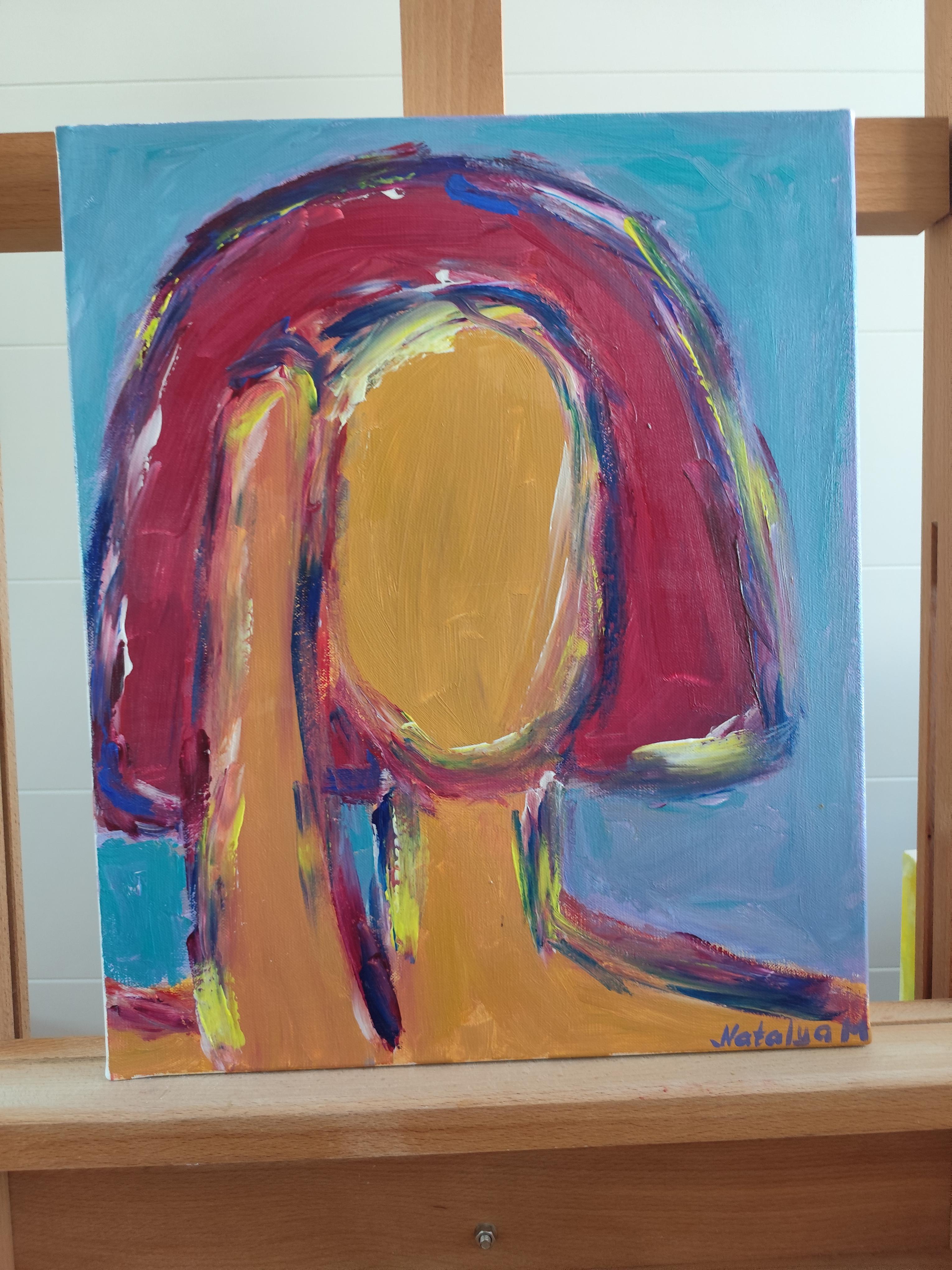 Modern Abstract Expressionist portrait woman acrylic on canvas 