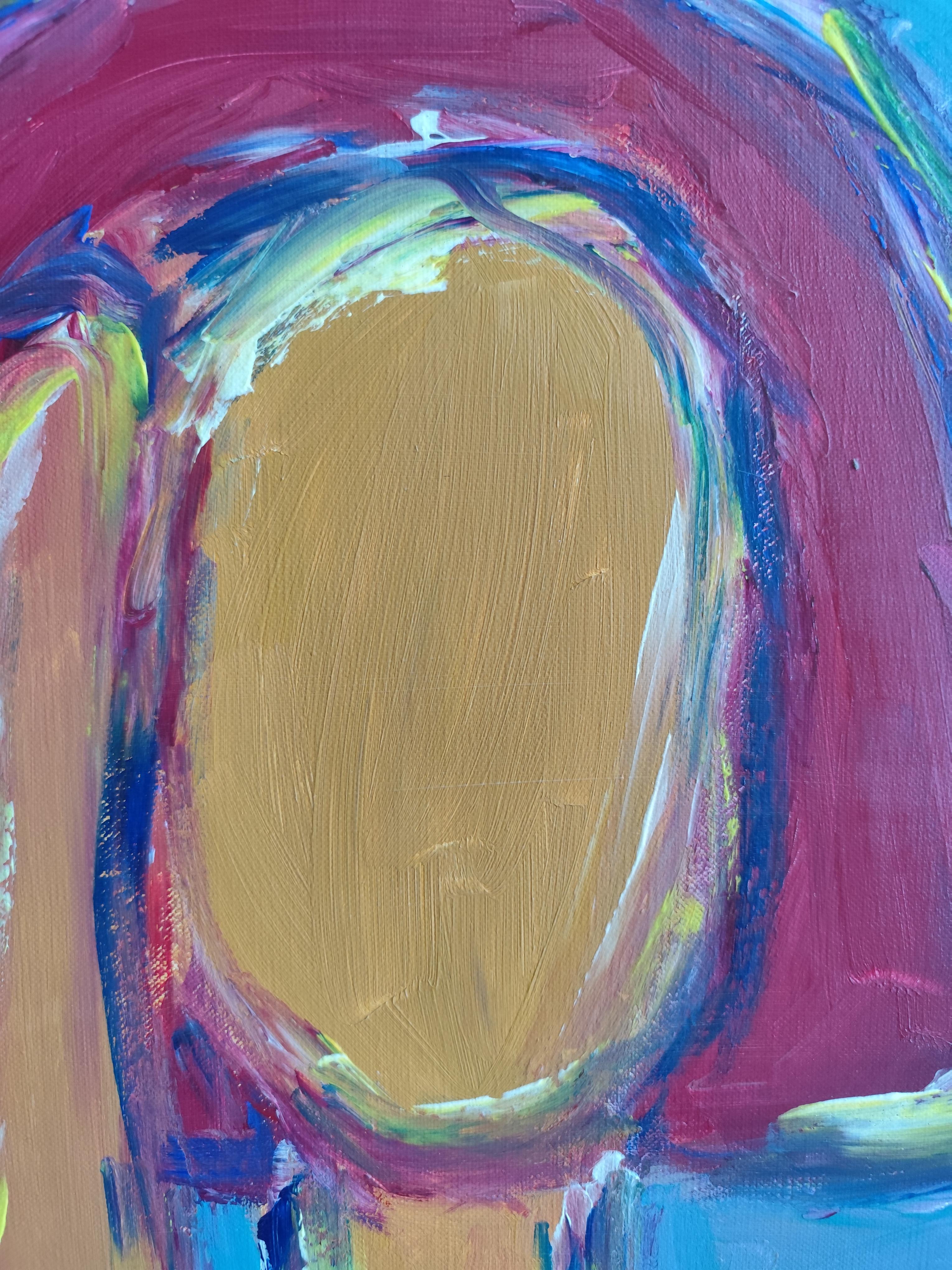 Modern Abstract Expressionist portrait woman acrylic on canvas 