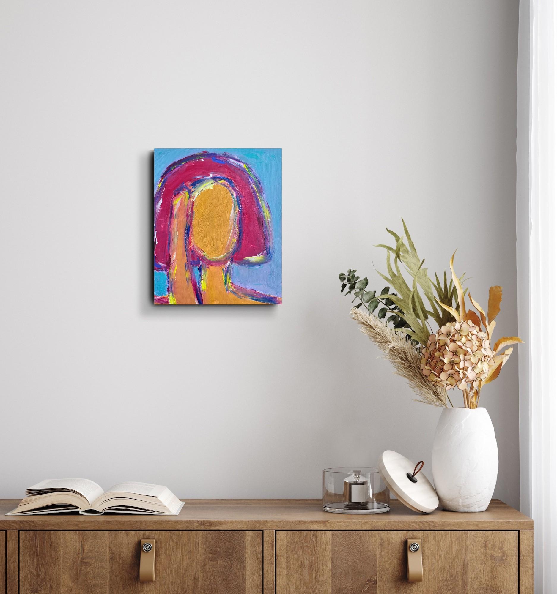 Modern Abstract Expressionist portrait woman acrylic on canvas 