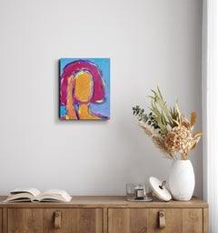 Retrato expresionista abstracto moderno mujer acrílico sobre lienzo "Fuerza invisible"