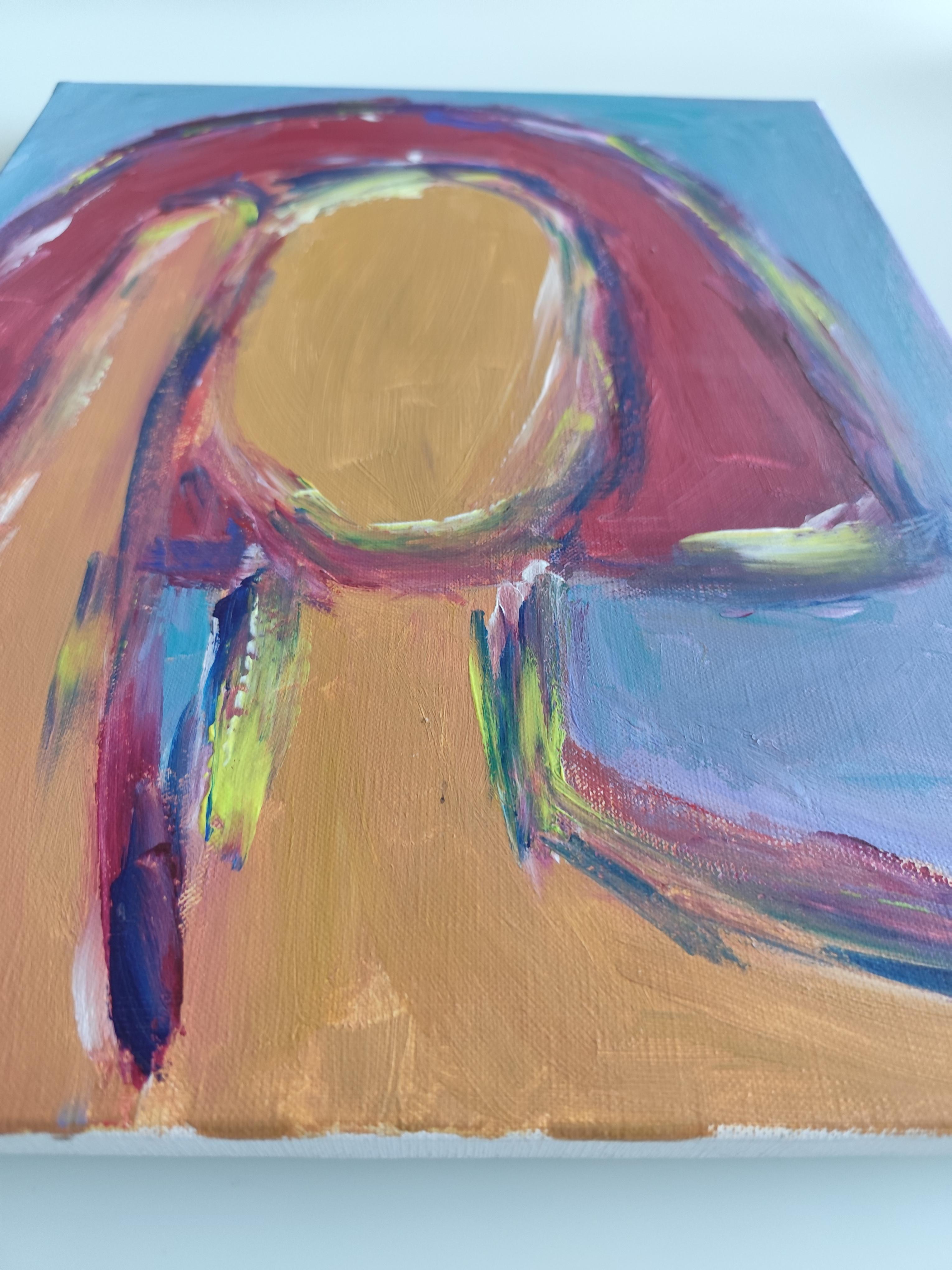 Modern Abstract Expressionist portrait woman acrylic on canvas 