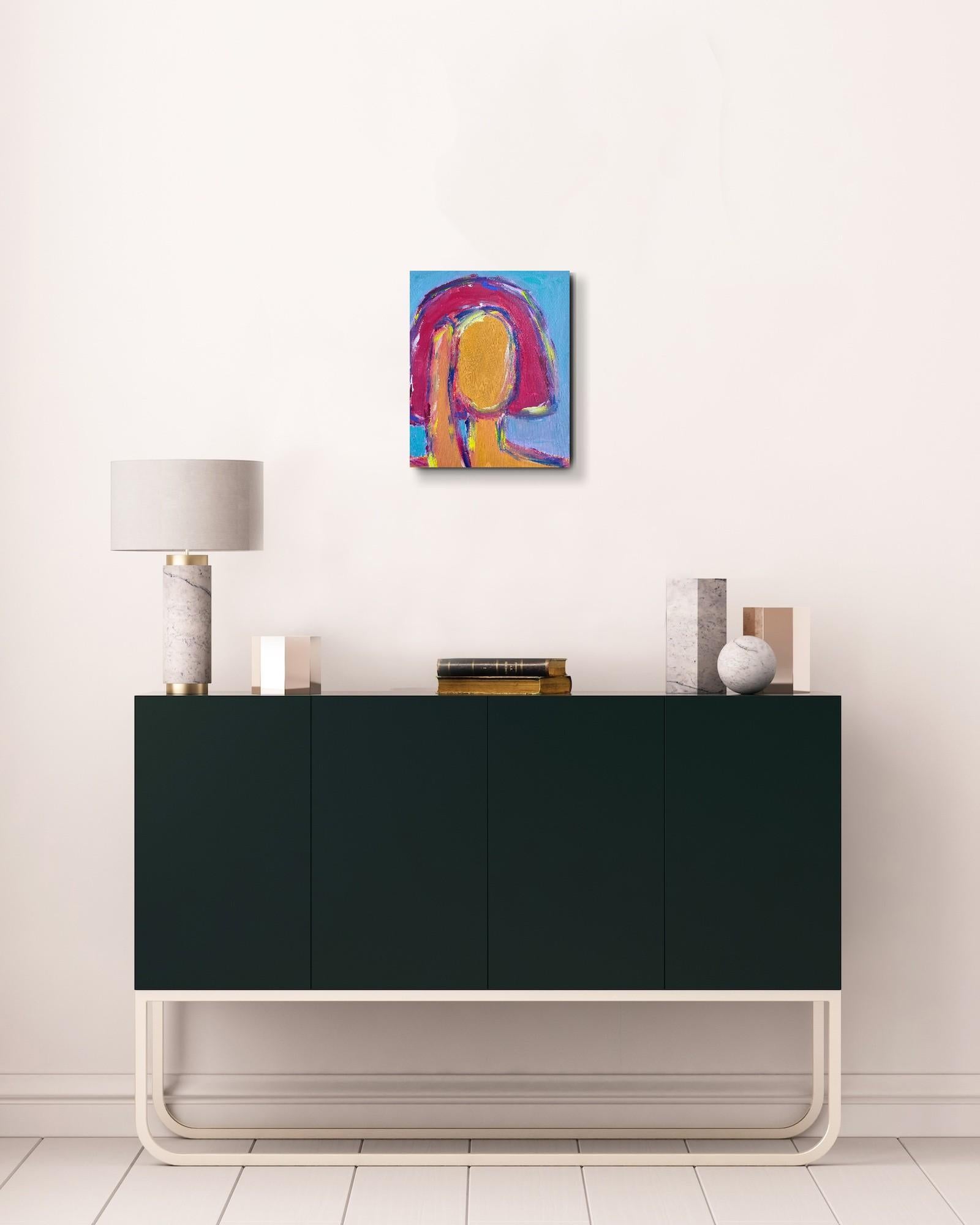 Modern Abstract Expressionist portrait woman acrylic on canvas 