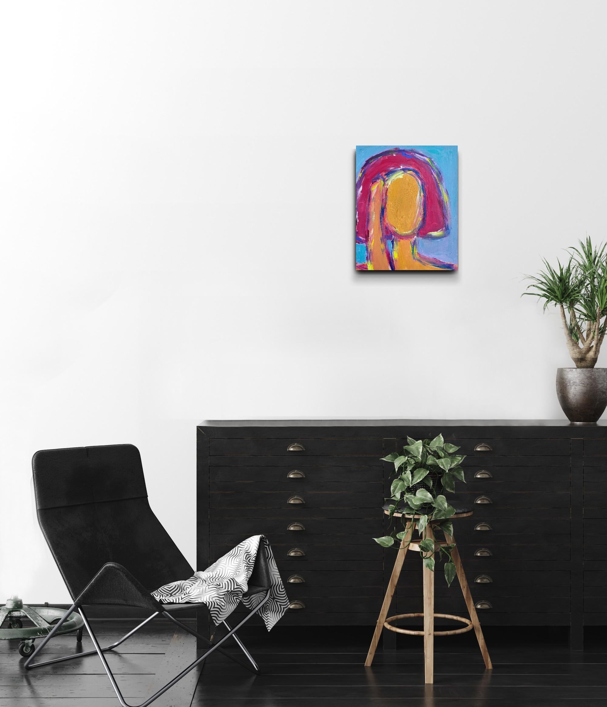 Modern Abstract Expressionist portrait woman acrylic on canvas 