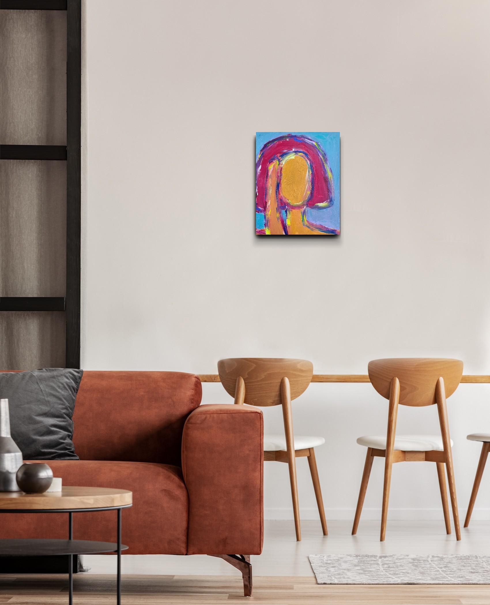 Modern Abstract Expressionist portrait woman acrylic on canvas 