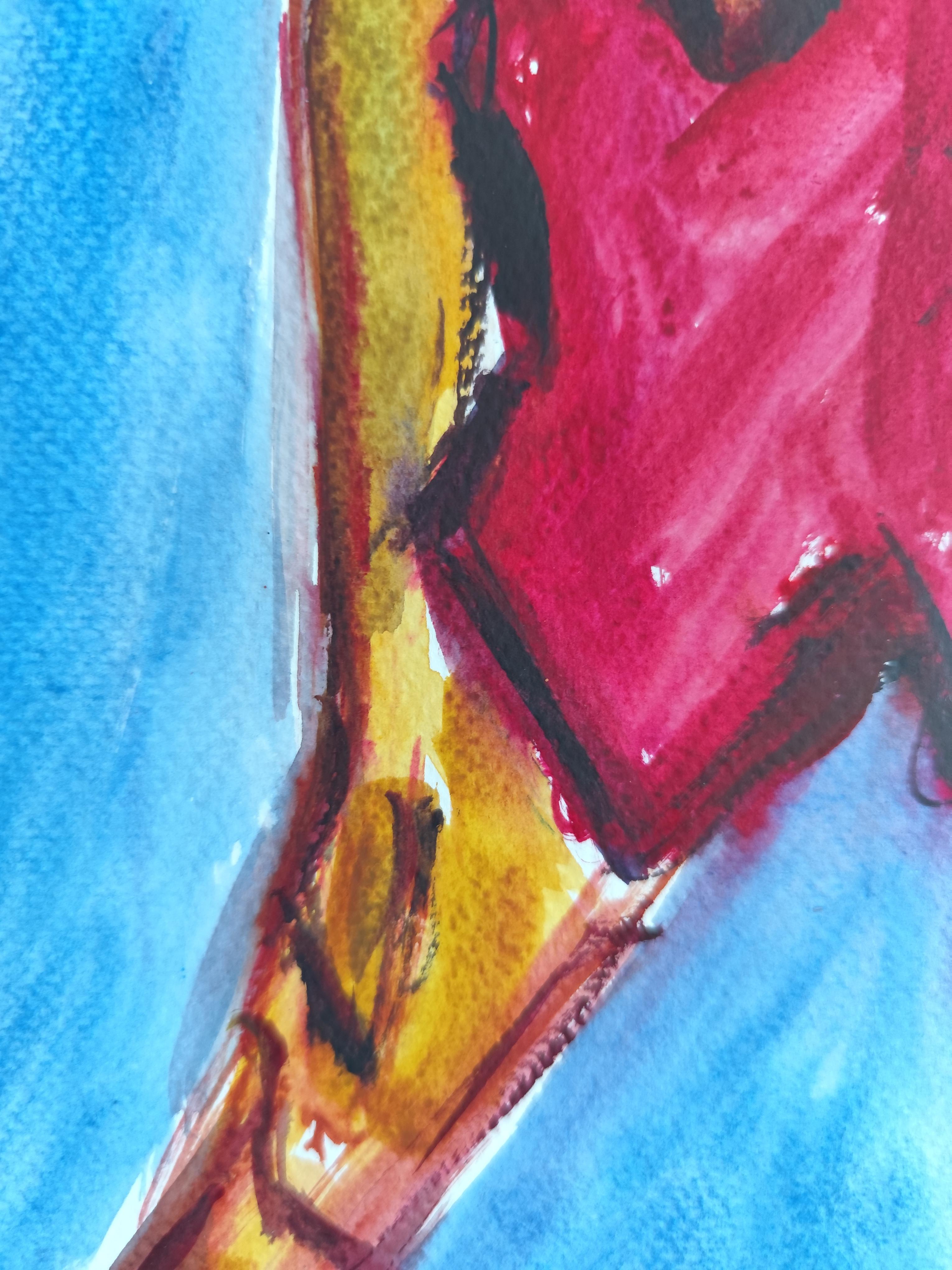 Modern abstract expressionist woman's figure painting  