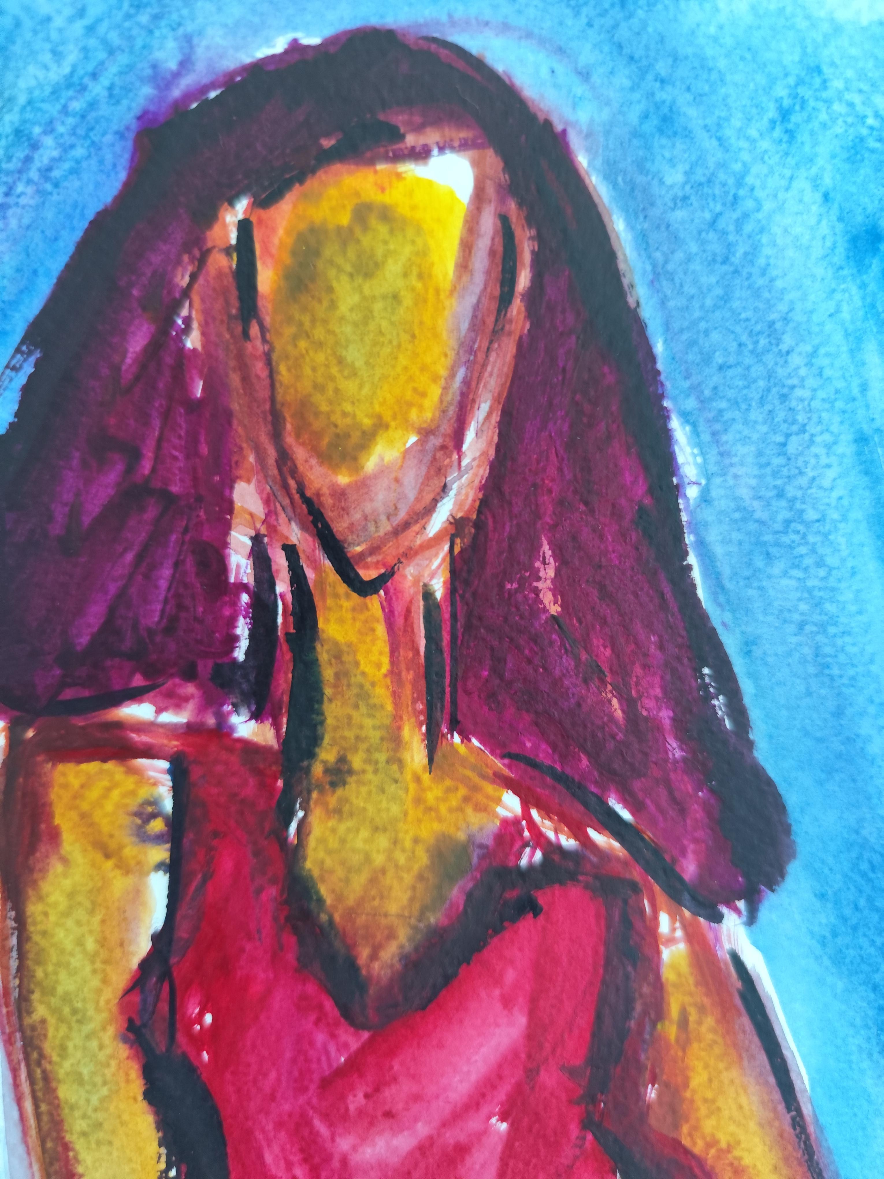 Modern abstract expressionist woman's figure painting  