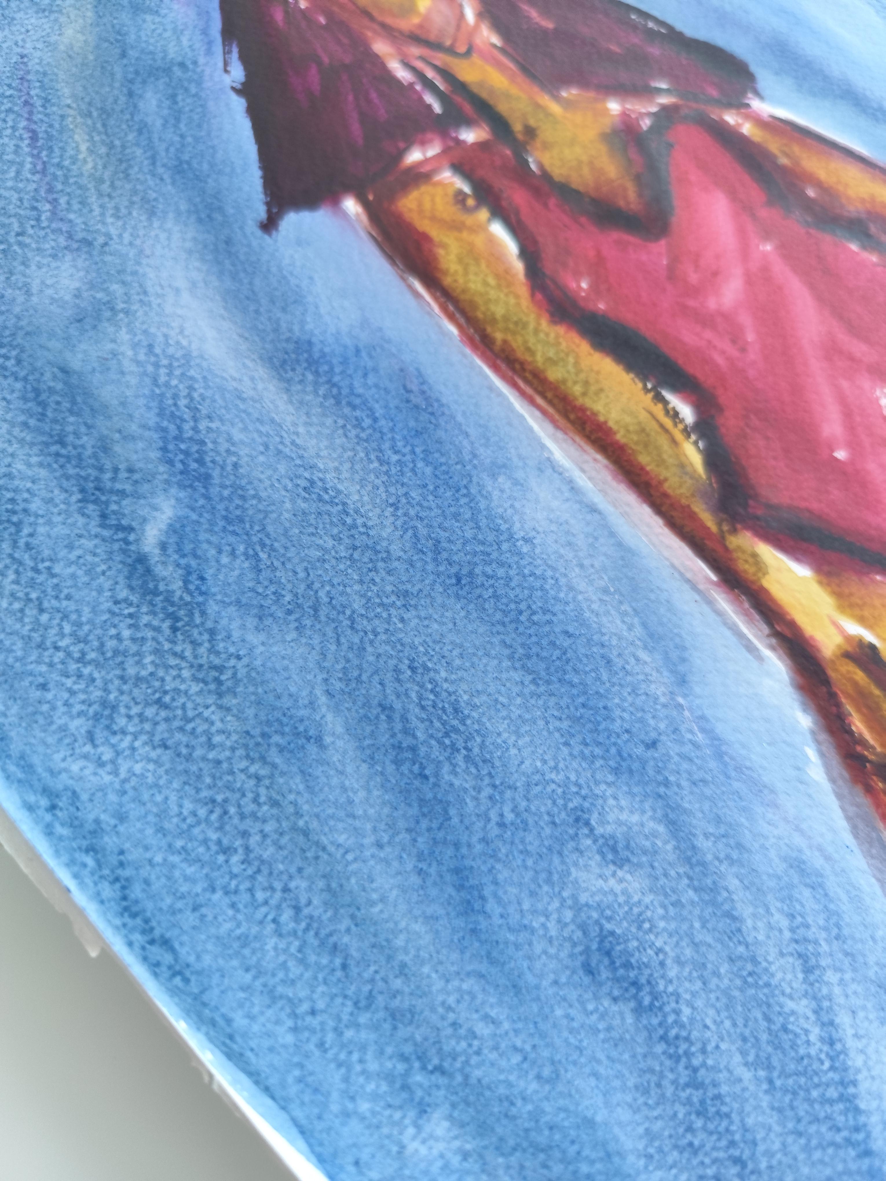 Modern abstract expressionist woman's figure painting  