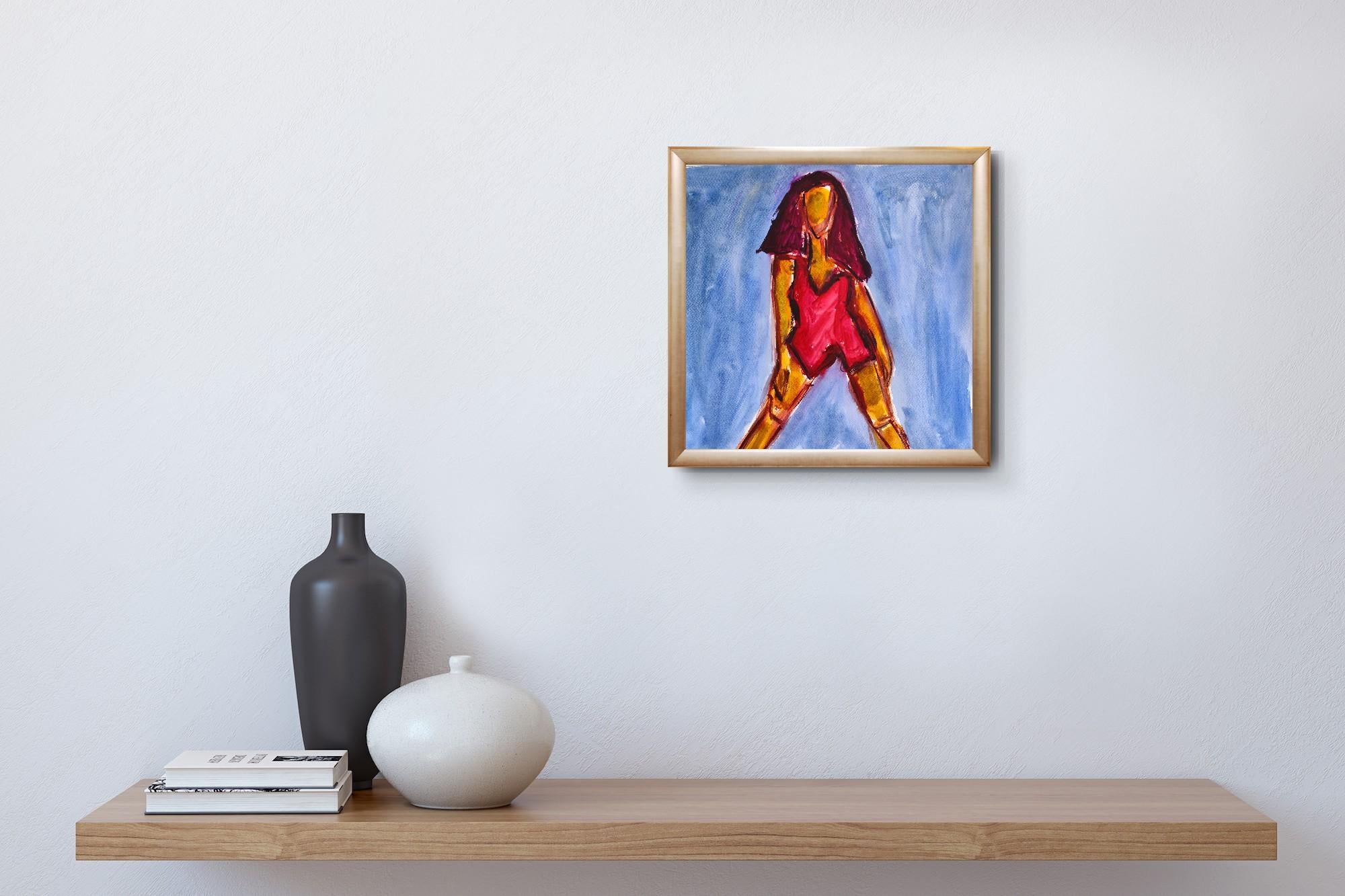 Modern abstract expressionist woman's figure painting  