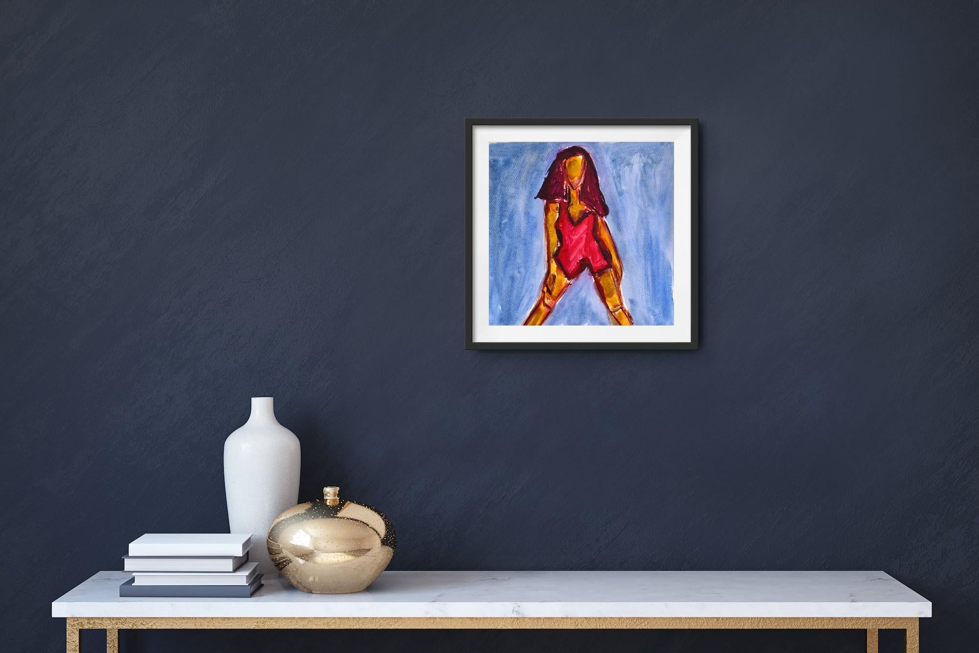 Modern abstract expressionist woman's figure painting  