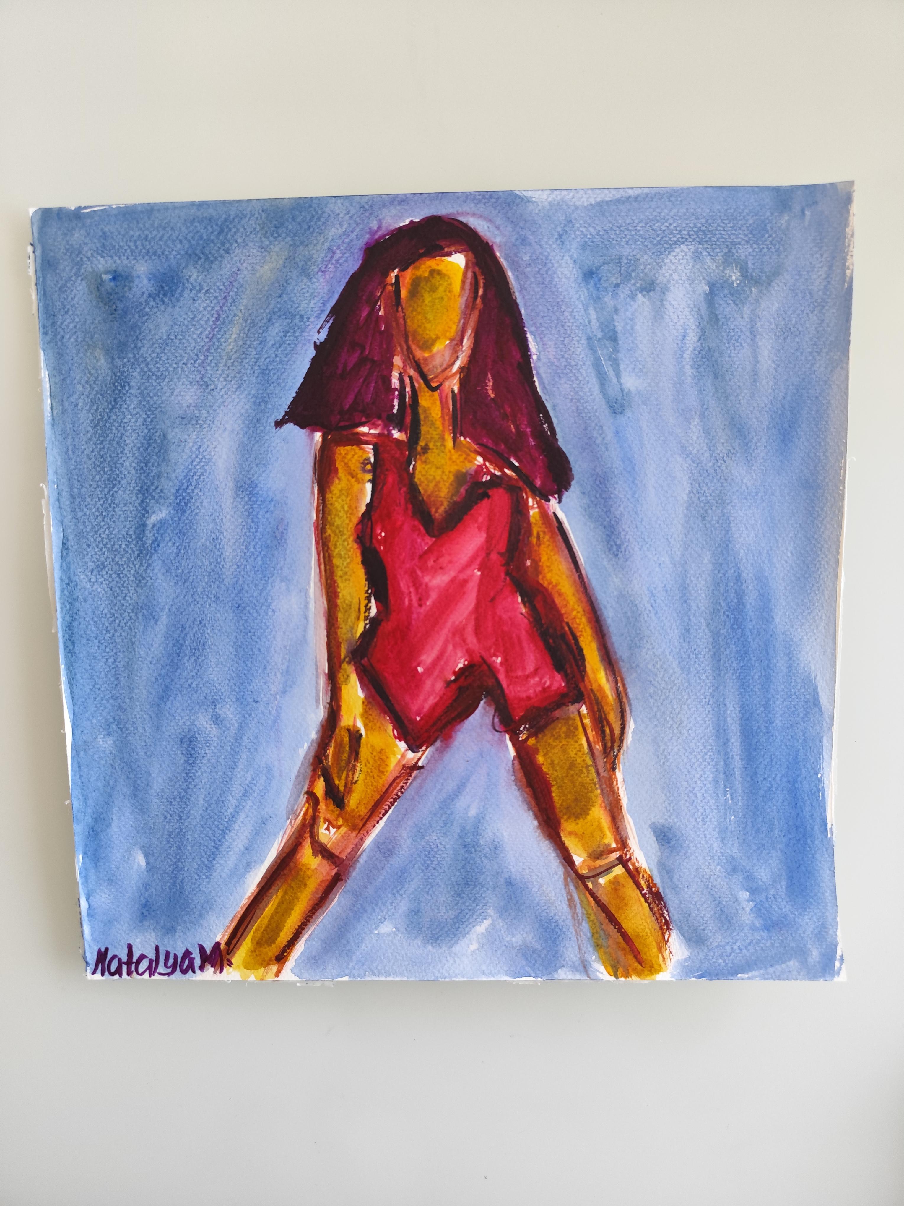 This contemporary vivid expressionist woman’s figure was created by French artist Natalya Mougenot and forms part of her ongoing Women series, where she explores resilience, radiance, and the inner force carried by every woman. For Mougenot, the
