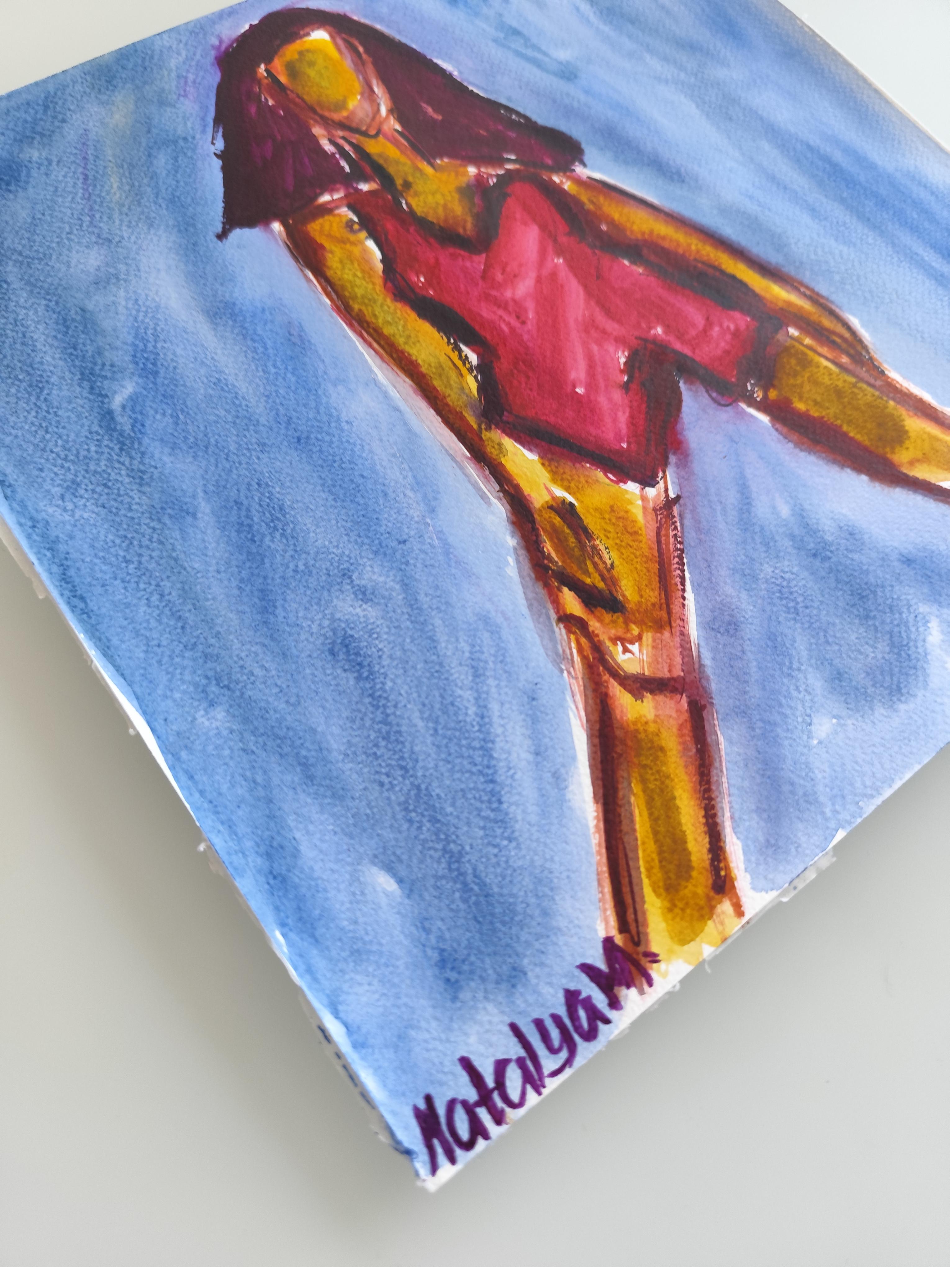 Modern abstract expressionist woman's figure painting  