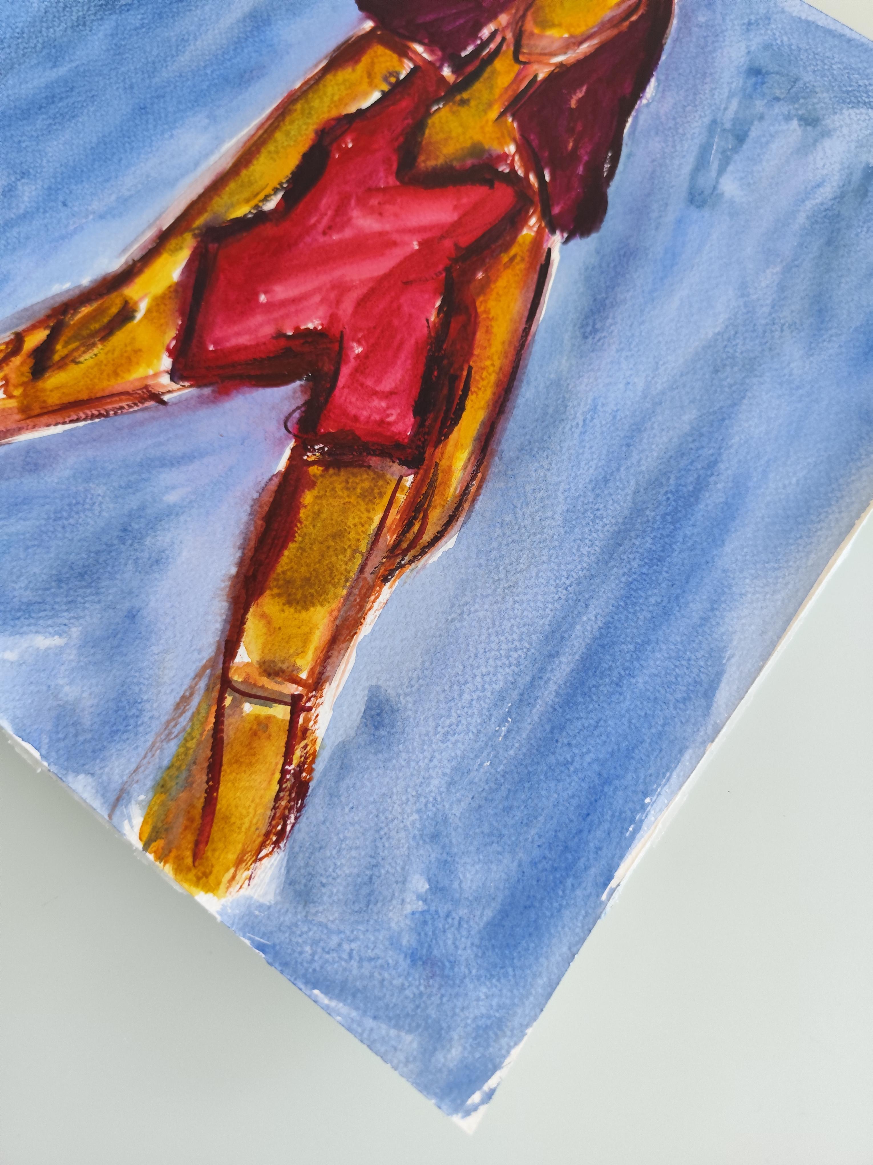 Modern abstract expressionist woman's figure painting  