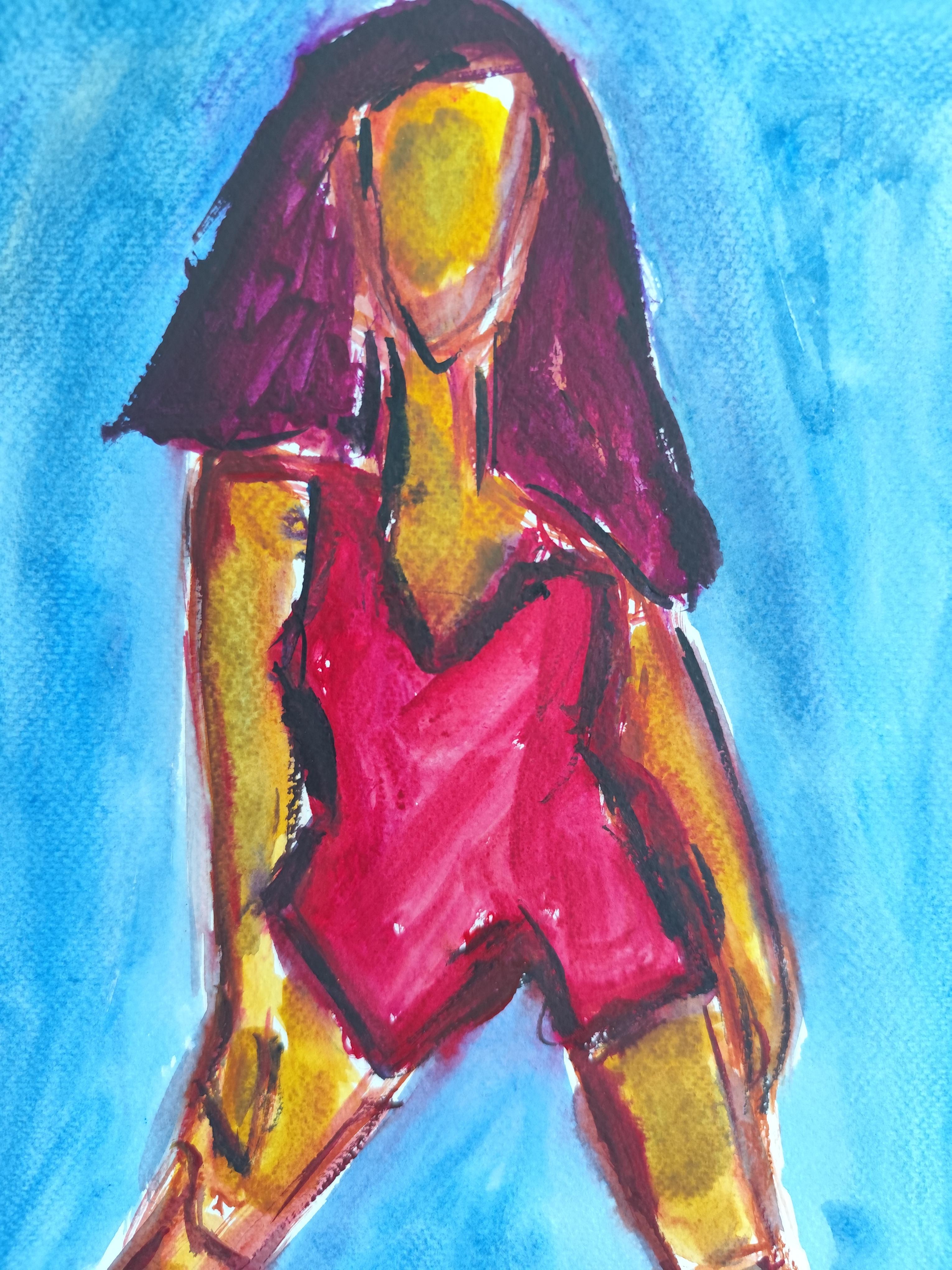 Modern abstract expressionist woman's figure painting  