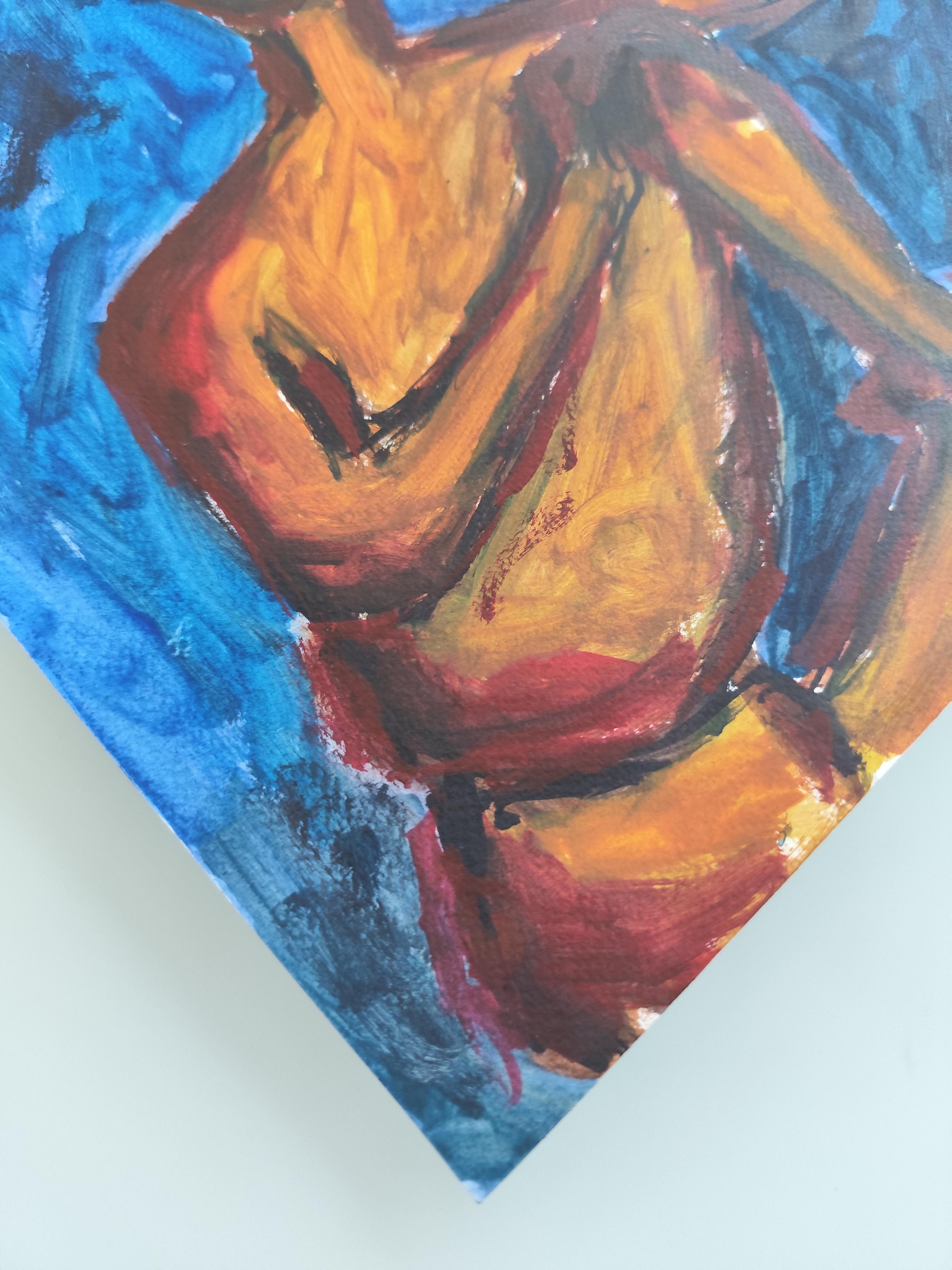 Modernes abstraktes expressionistisches Frauenfigurenbild auf Papier 