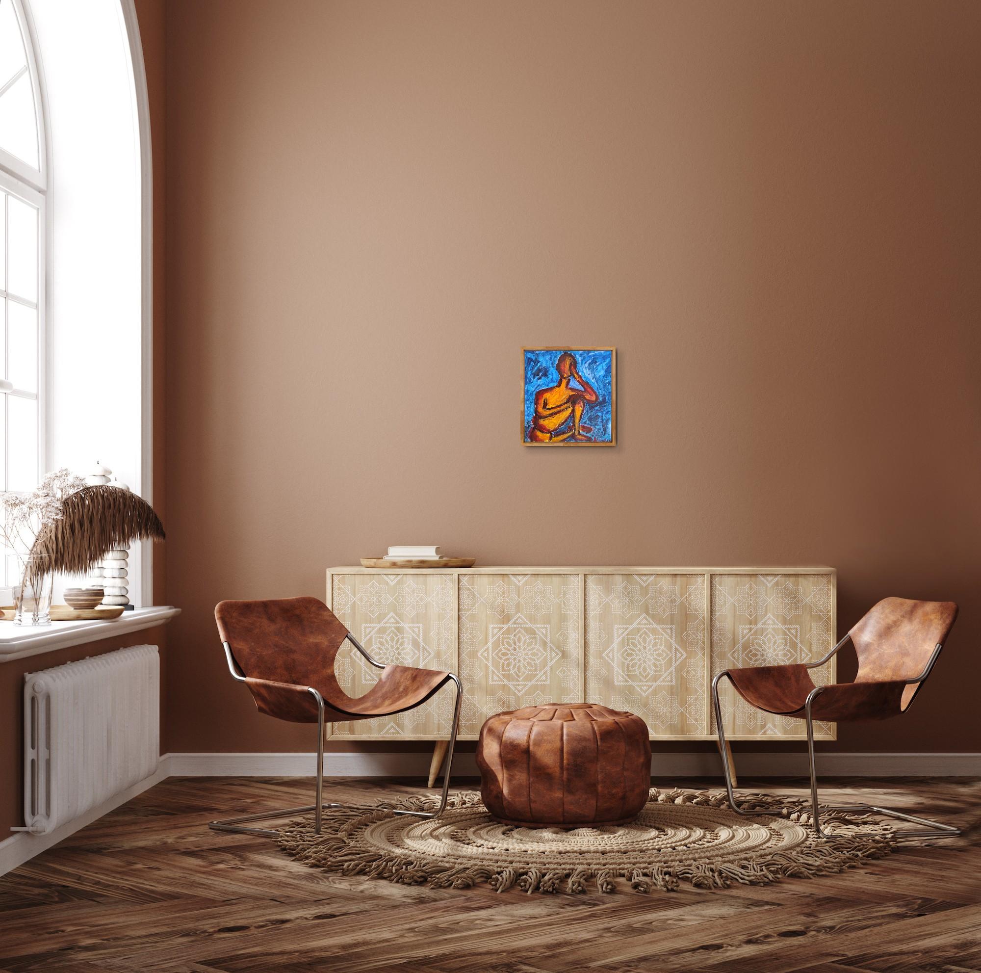 Modernes abstraktes expressionistisches Frauenfigurenbild auf Papier 