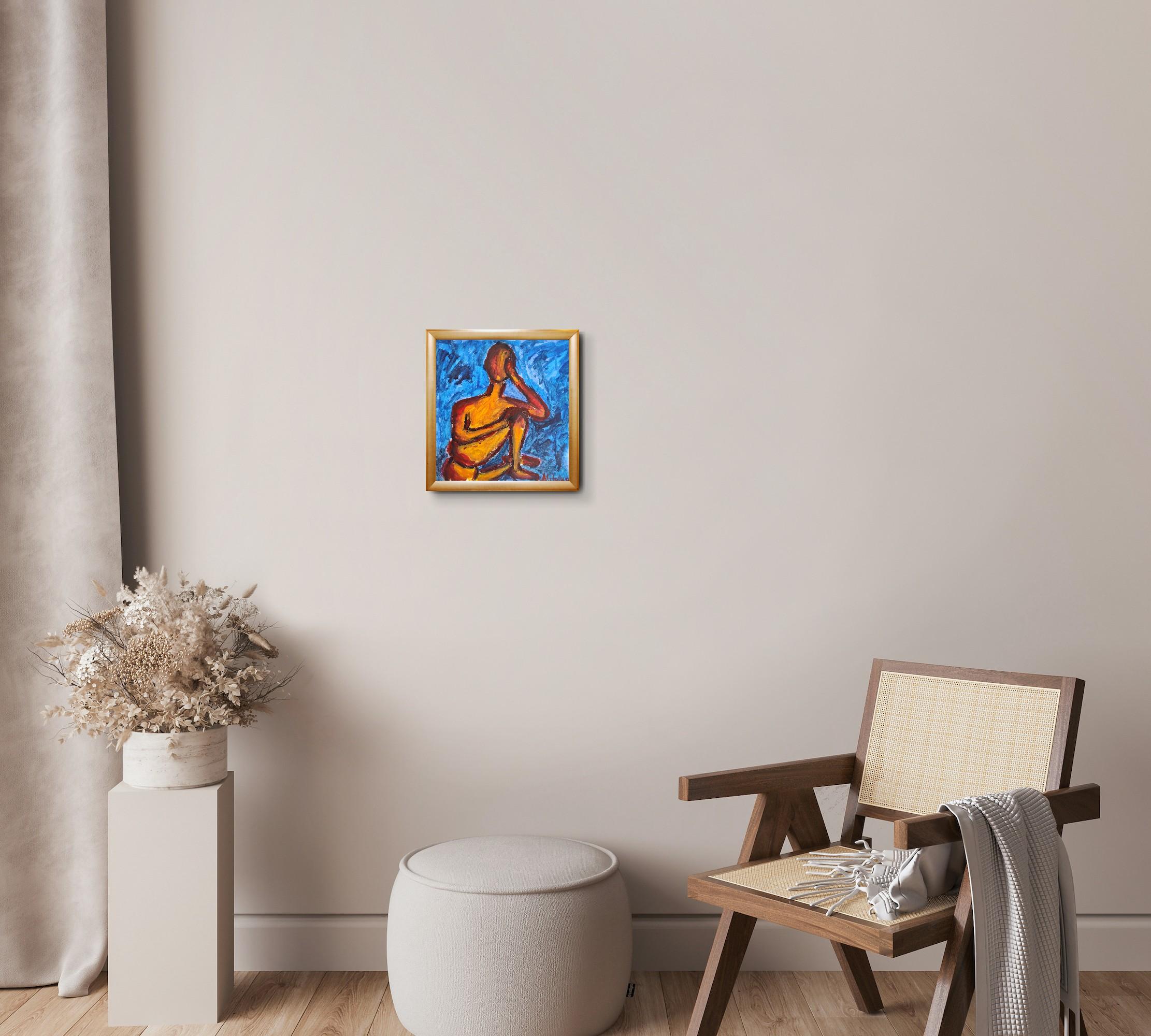 Modernes abstraktes expressionistisches Frauenfigurenbild auf Papier 