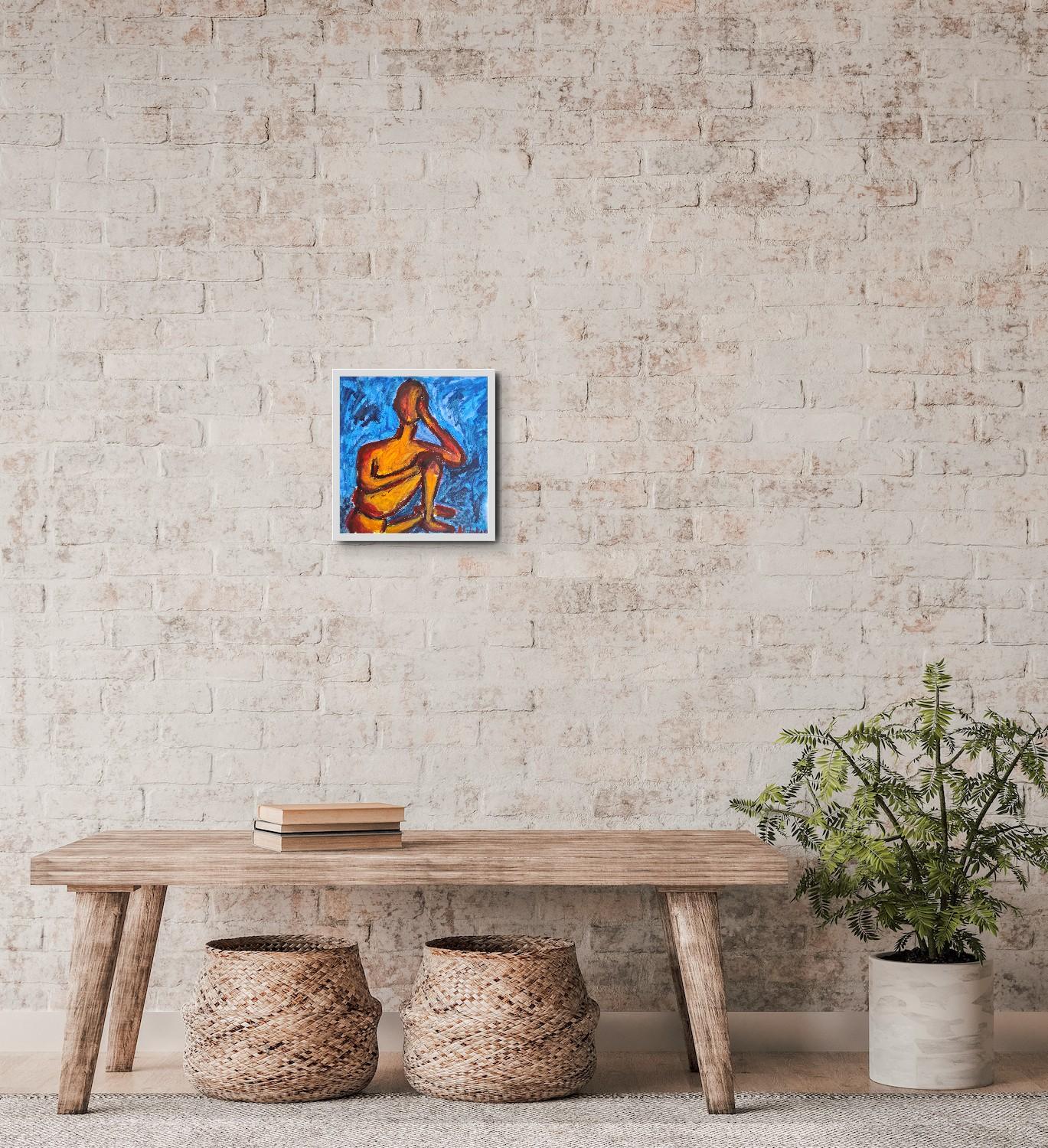 Modernes abstraktes expressionistisches Frauenfigurenbild auf Papier 