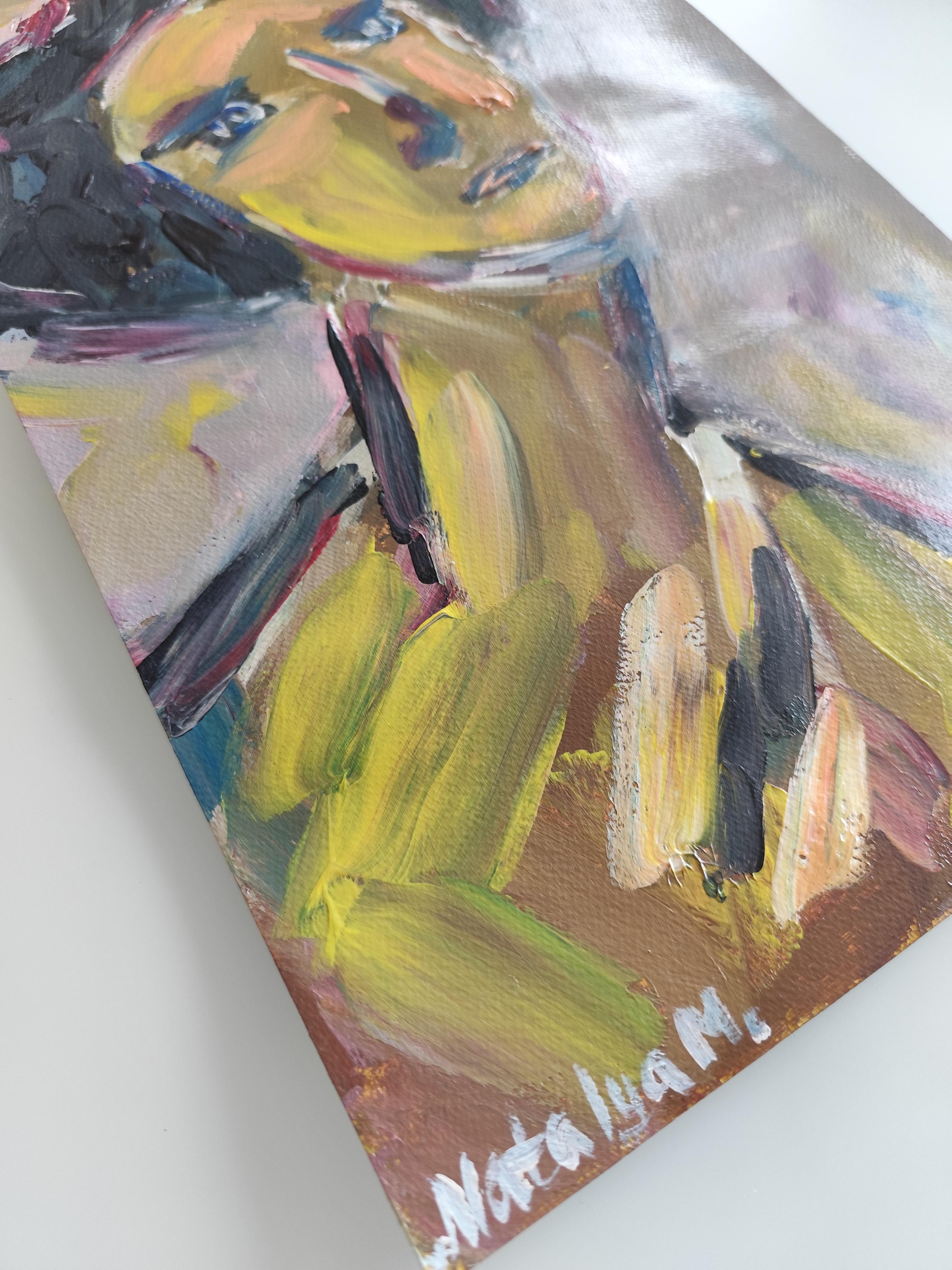 Modernes Frauenporträt des modernen abstrakten Expressionismus, Acryl auf Papier, „ True self“ im Angebot 5