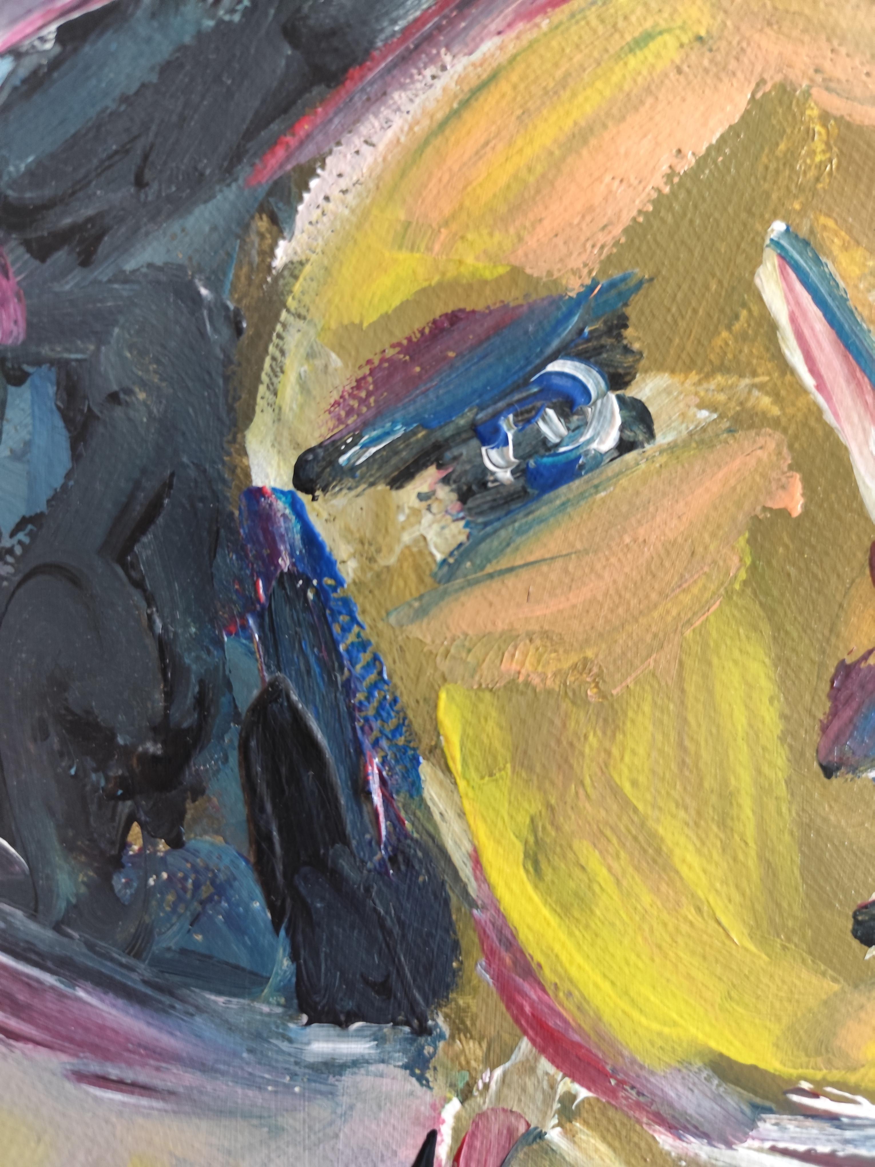 Modernes Frauenporträt des modernen abstrakten Expressionismus, Acryl auf Papier, „ True self“ im Angebot 9