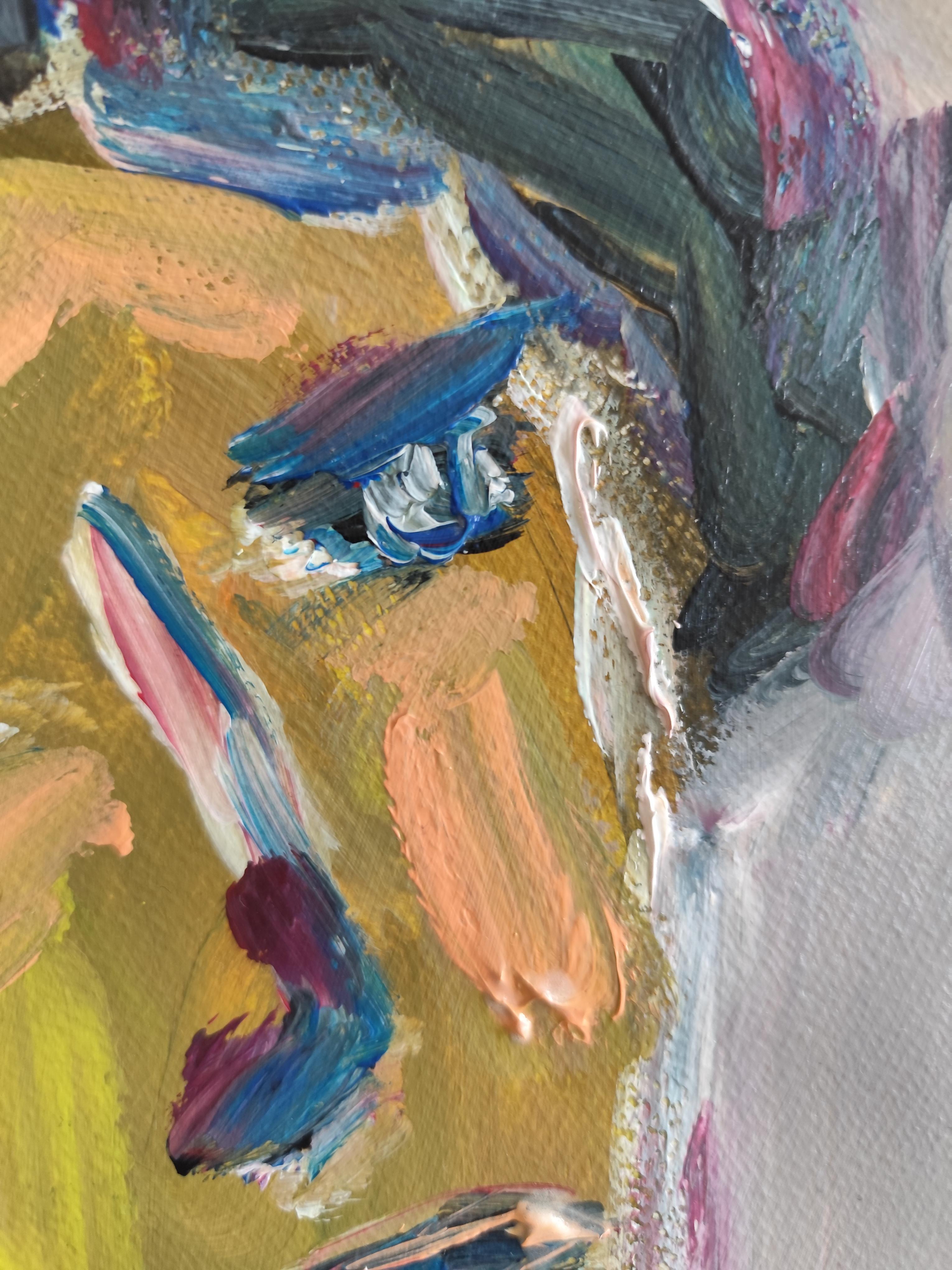 Modernes Frauenporträt des modernen abstrakten Expressionismus, Acryl auf Papier, „ True self“ im Angebot 10