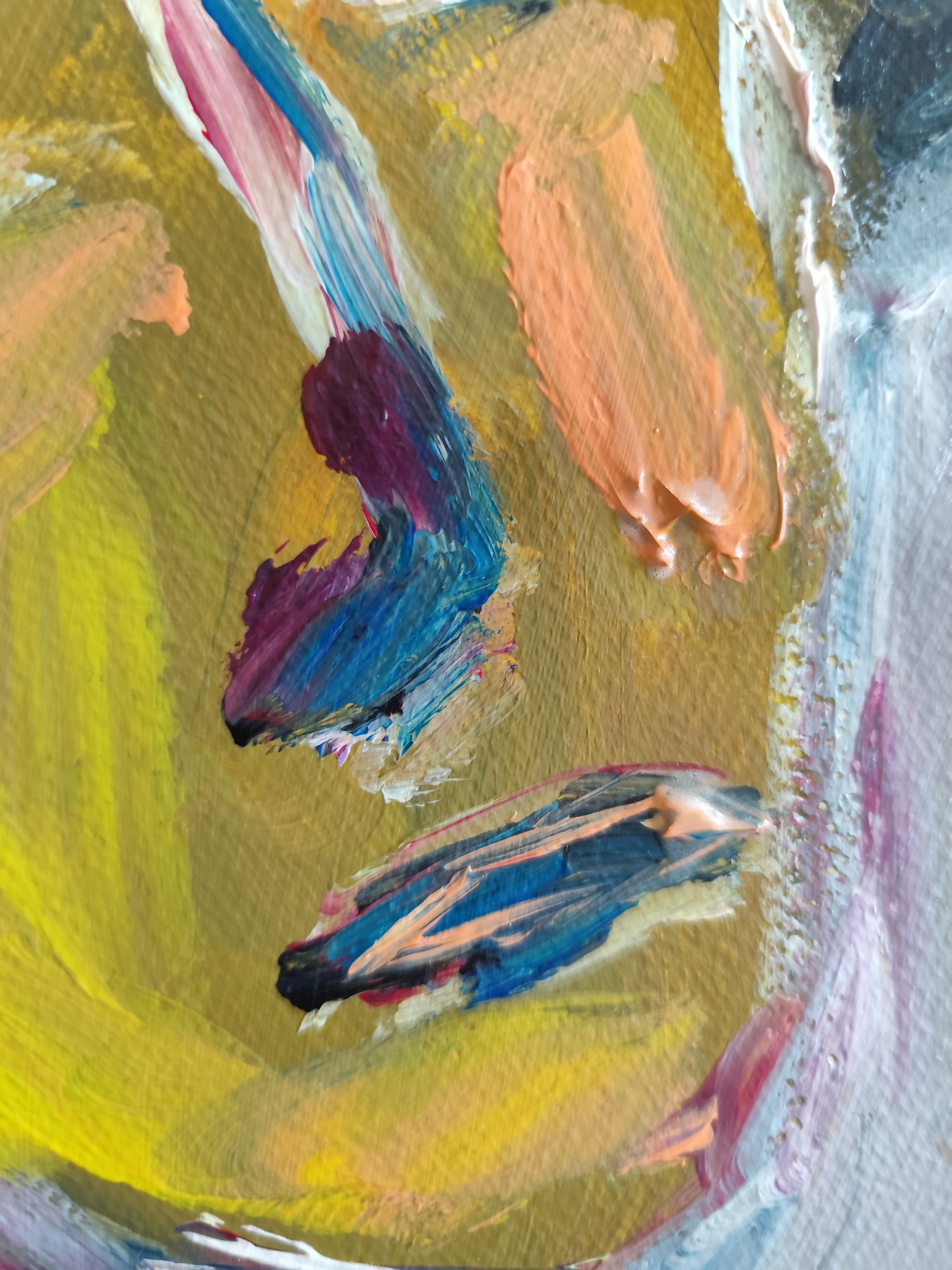 Modernes Frauenporträt des modernen abstrakten Expressionismus, Acryl auf Papier, „ True self“ im Angebot 11