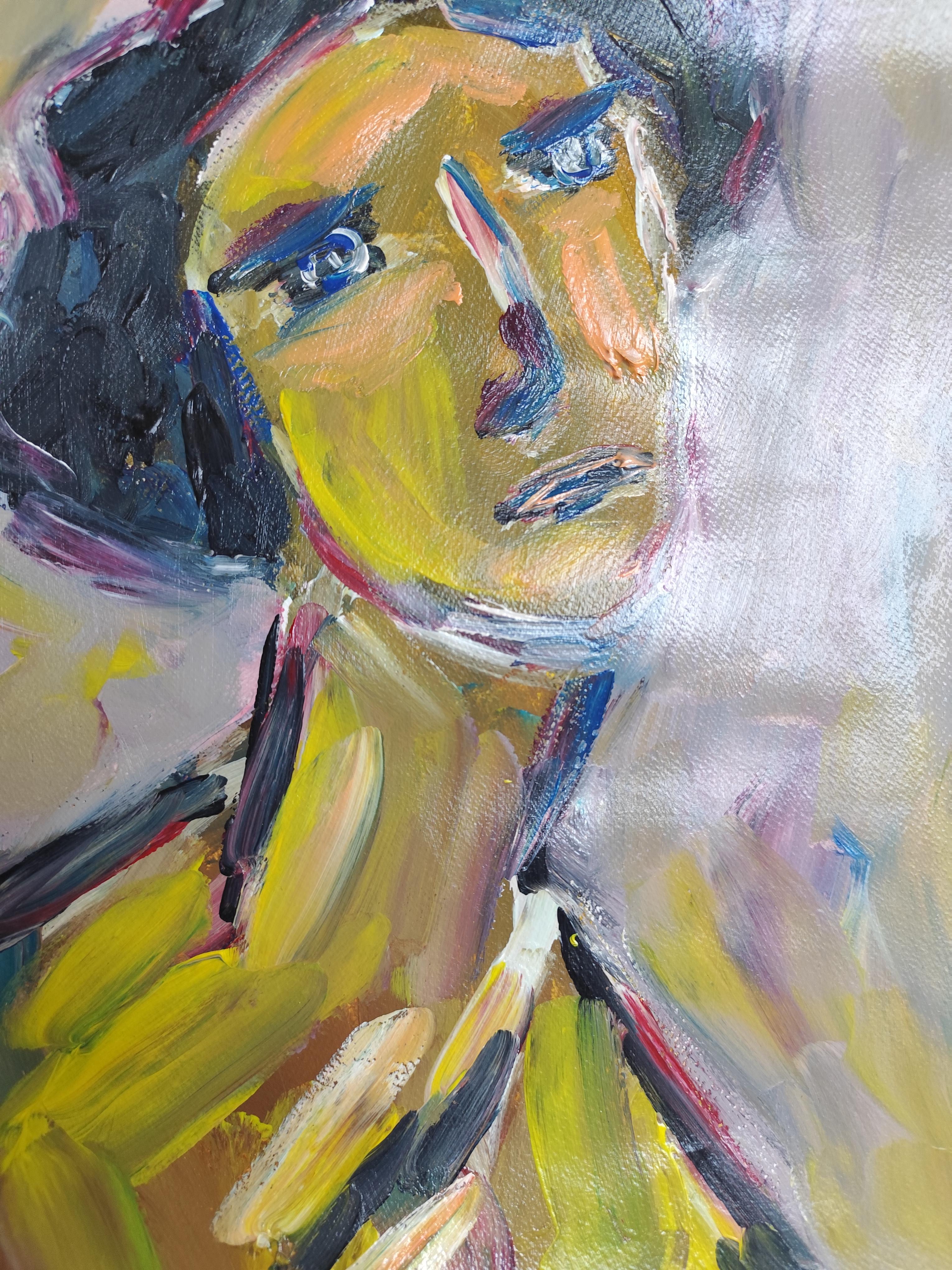 Modernes Frauenporträt des modernen abstrakten Expressionismus, Acryl auf Papier, „ True self“ im Angebot 13
