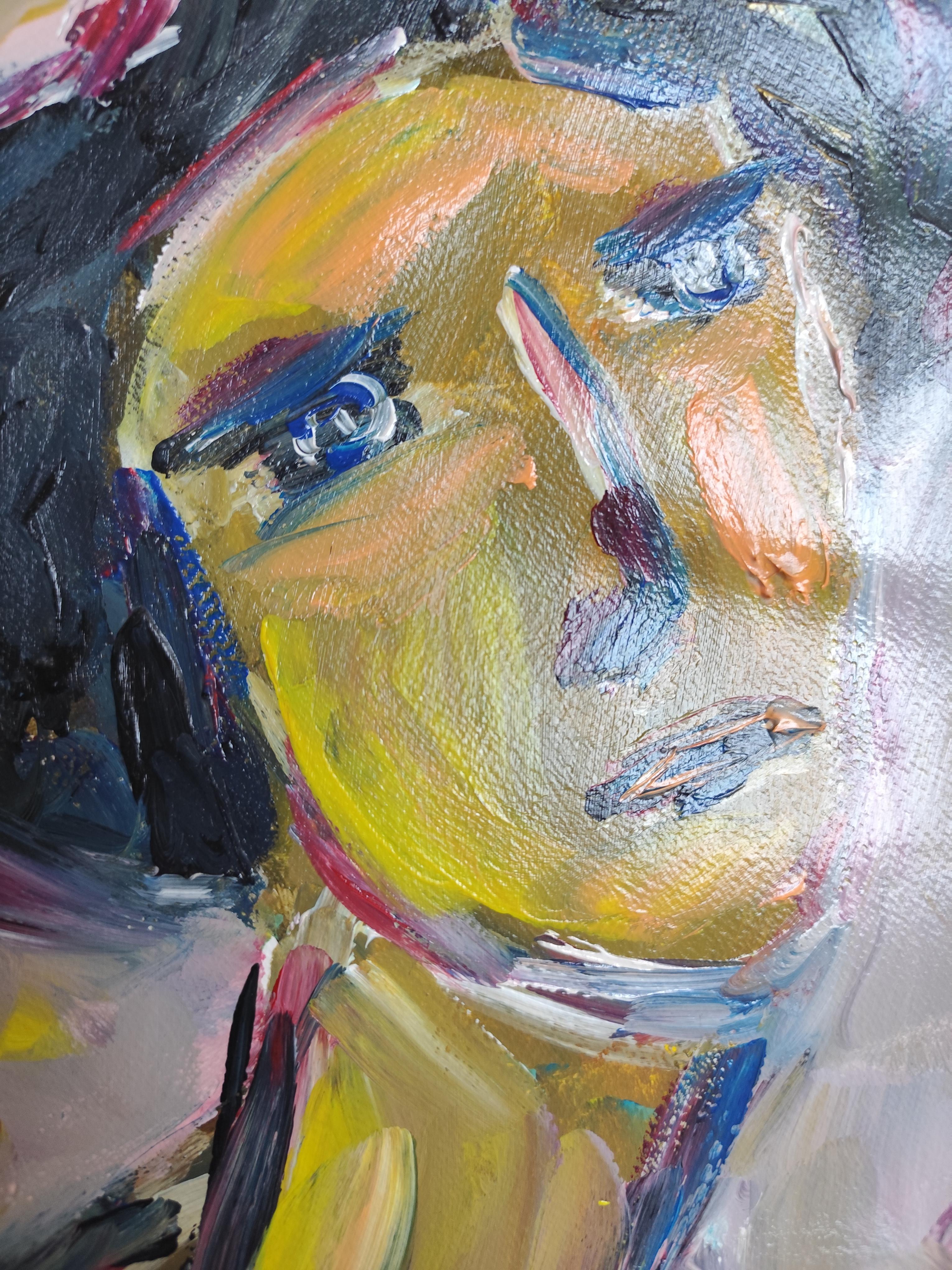 Modernes Frauenporträt des modernen abstrakten Expressionismus, Acryl auf Papier, „ True self“ im Angebot 14
