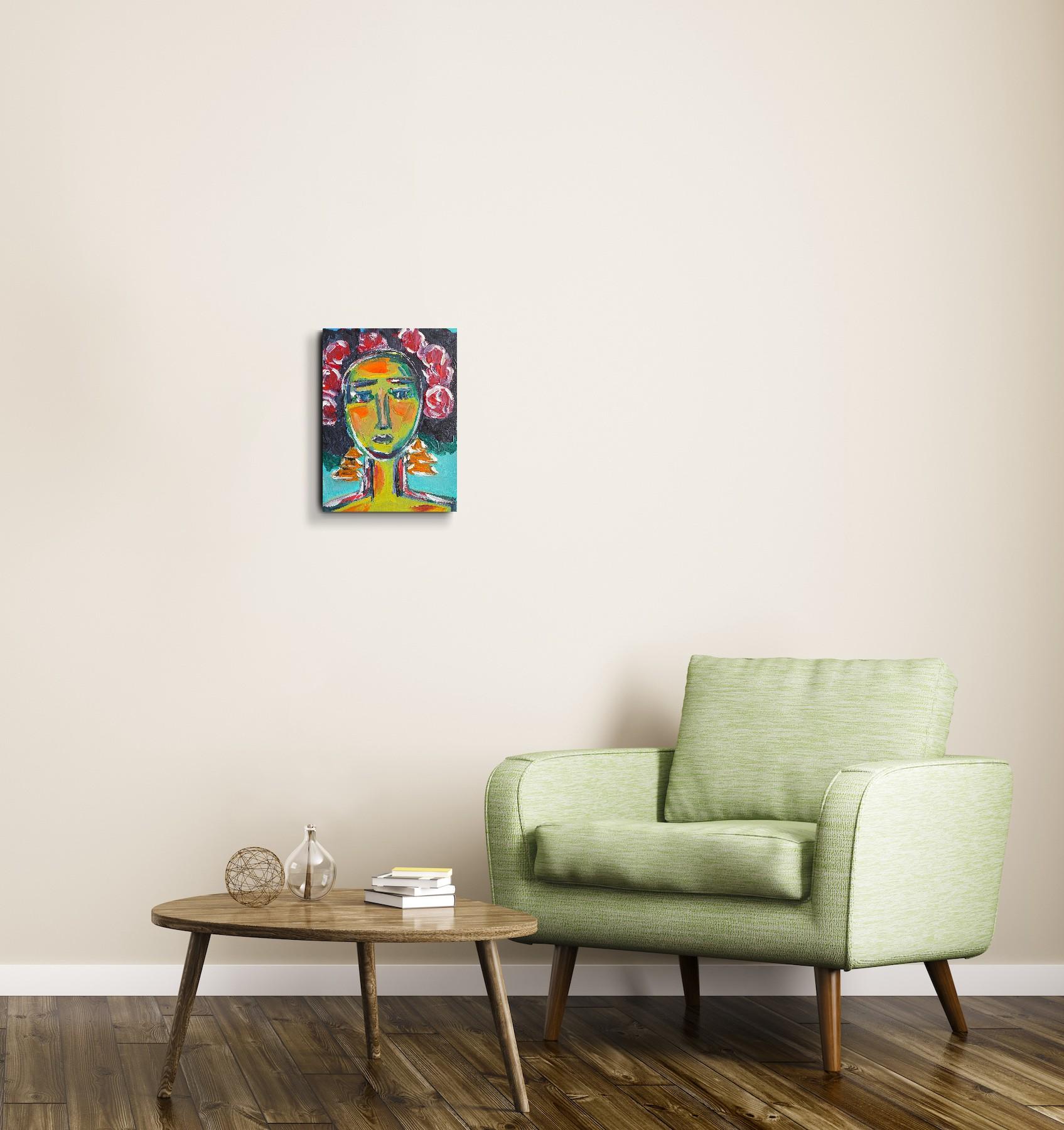Modern abstract expressionist woman's portrait Frida Kahlo 