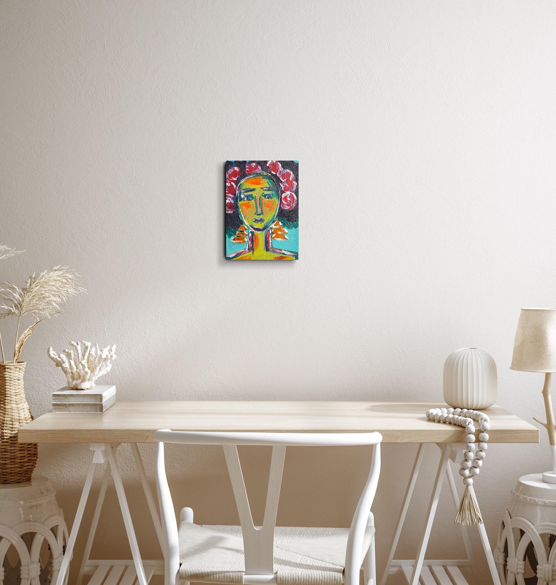 Modern abstract expressionist woman's portrait Frida Kahlo 