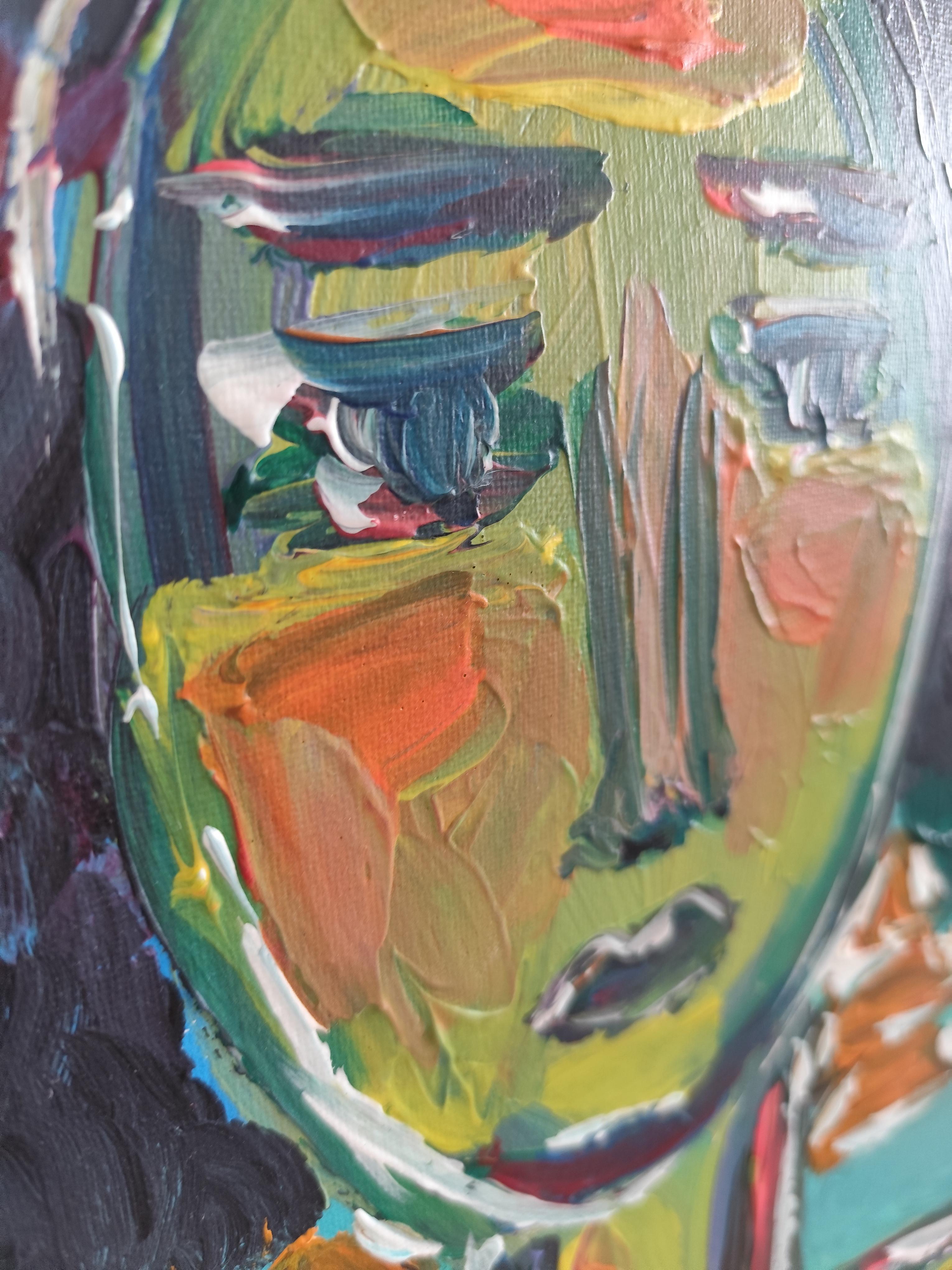 Modern abstract expressionist woman's portrait Frida Kahlo 