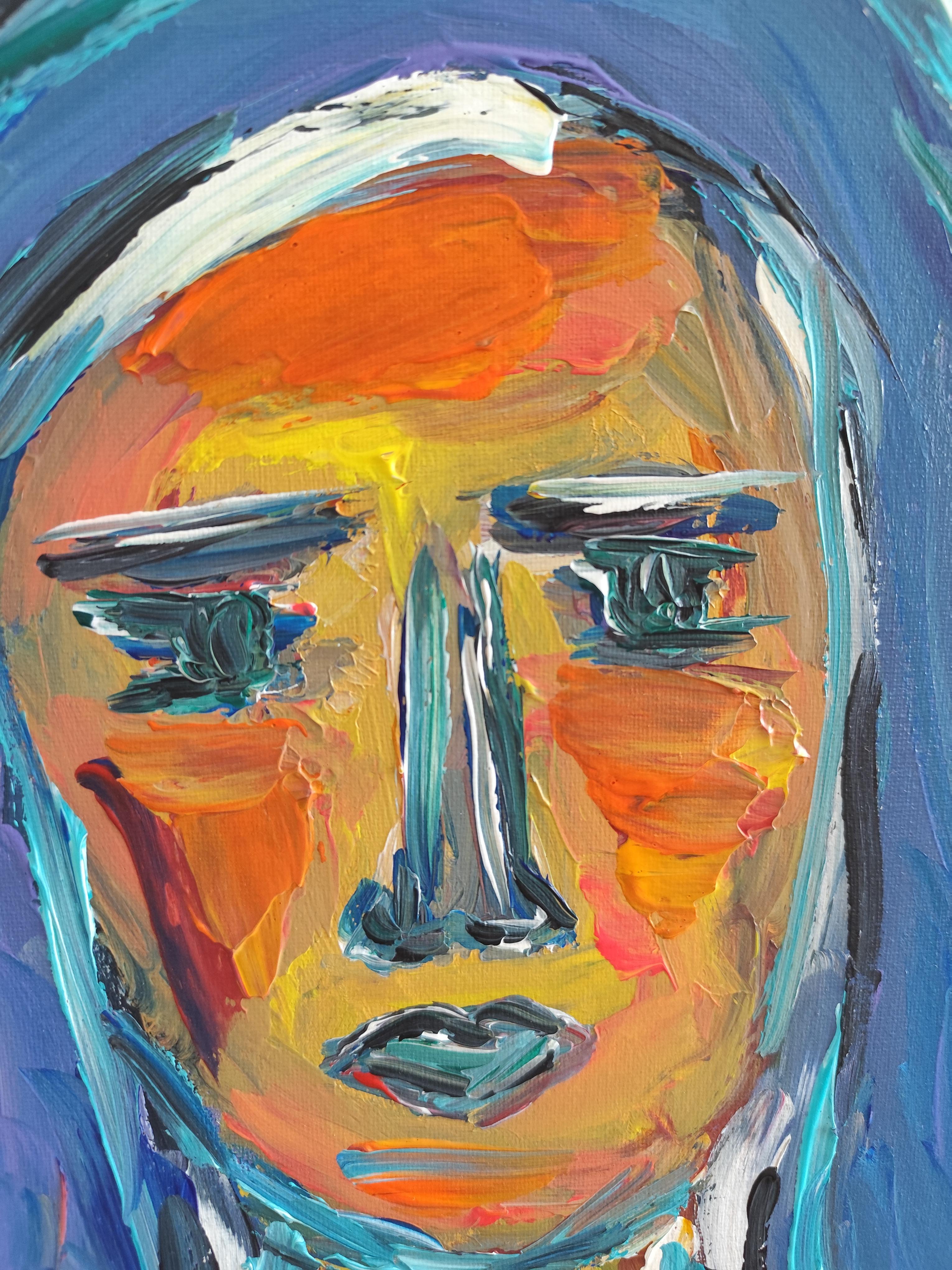 Modern abstract expressionist woman's portrait  on canvas 