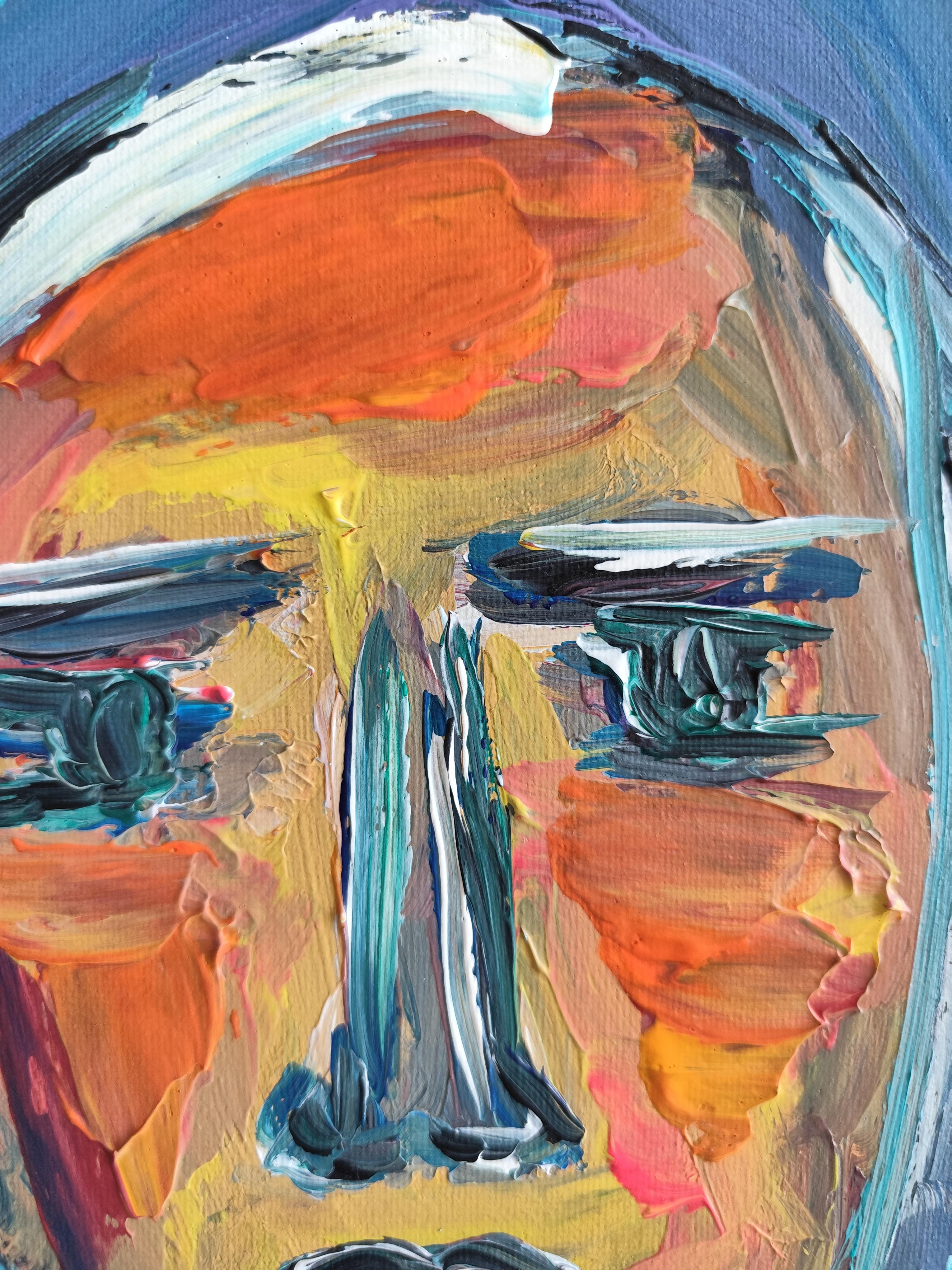 Modern abstract expressionist woman's portrait  on canvas 