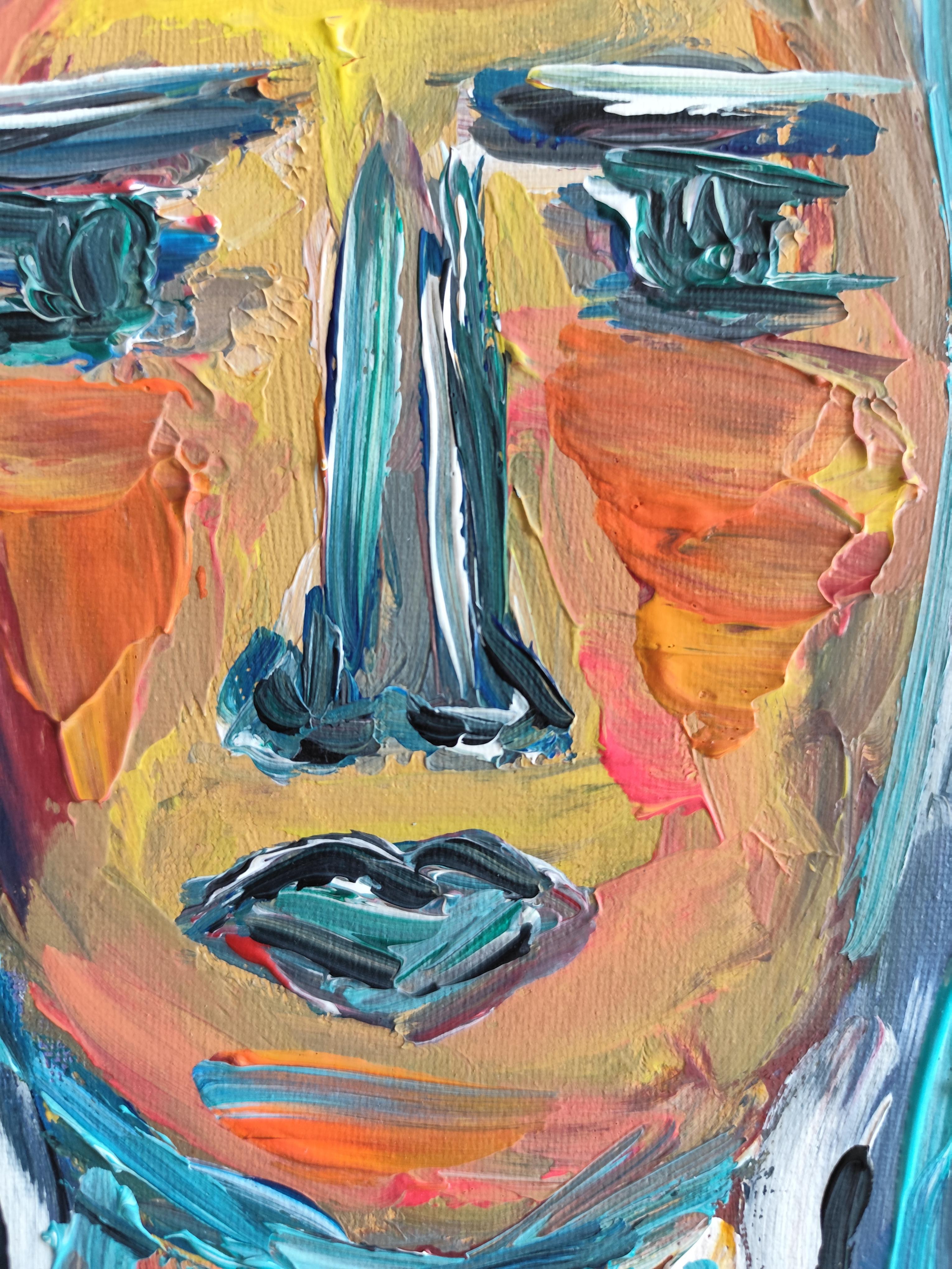 Modern abstract expressionist woman's portrait  on canvas 