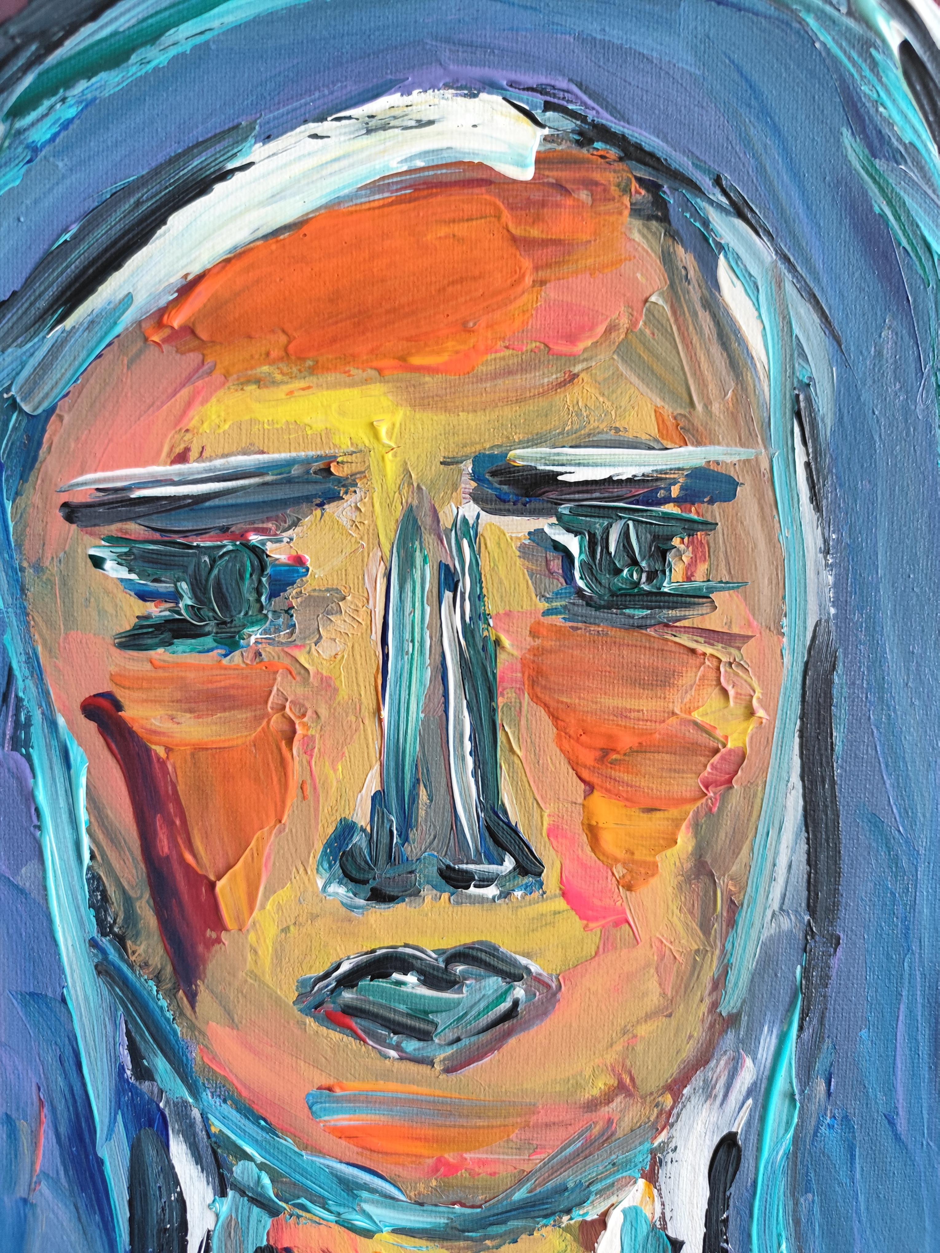 Modern abstract expressionist woman's portrait  on canvas 