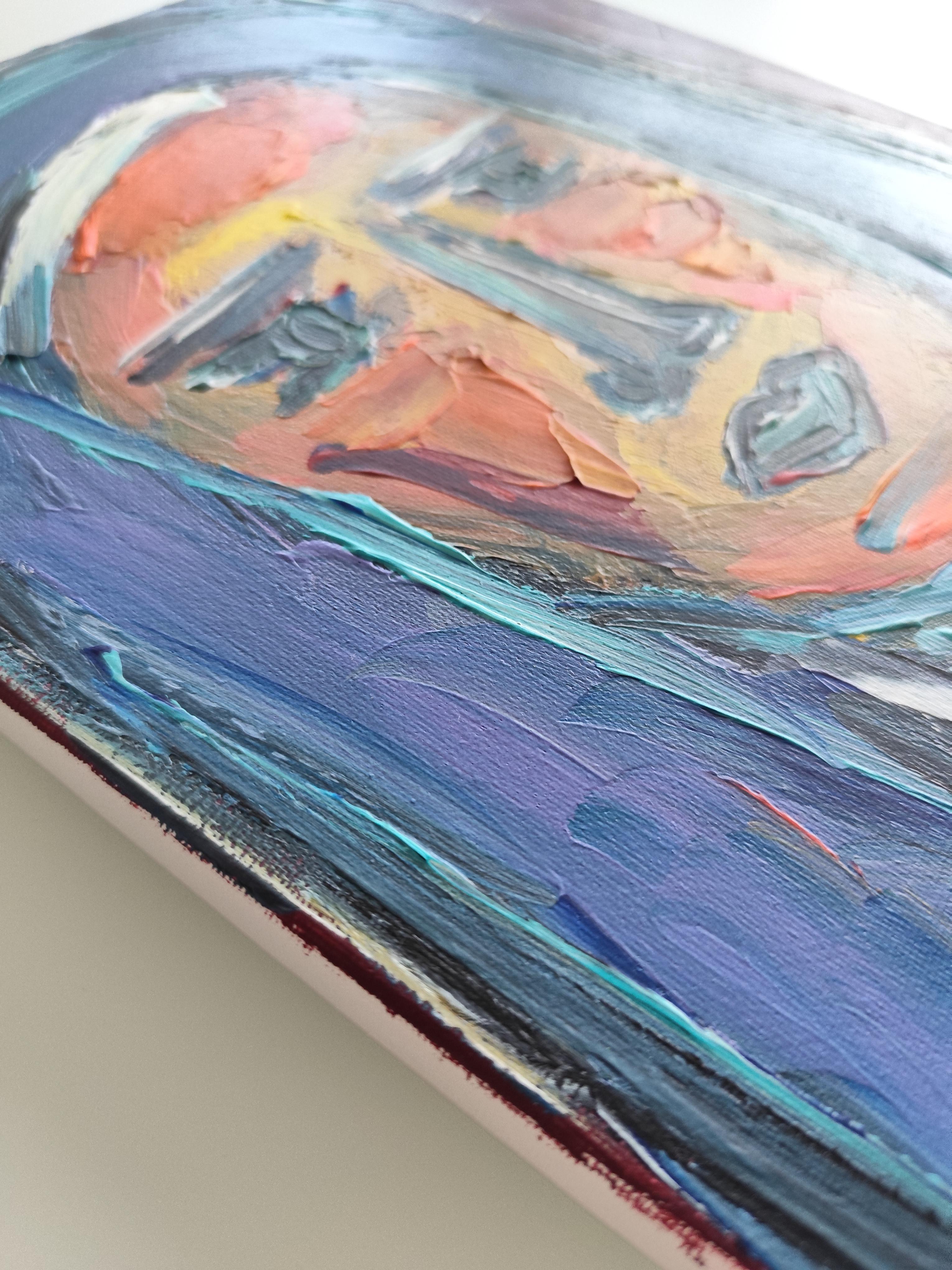 Modern abstract expressionist woman's portrait  on canvas 