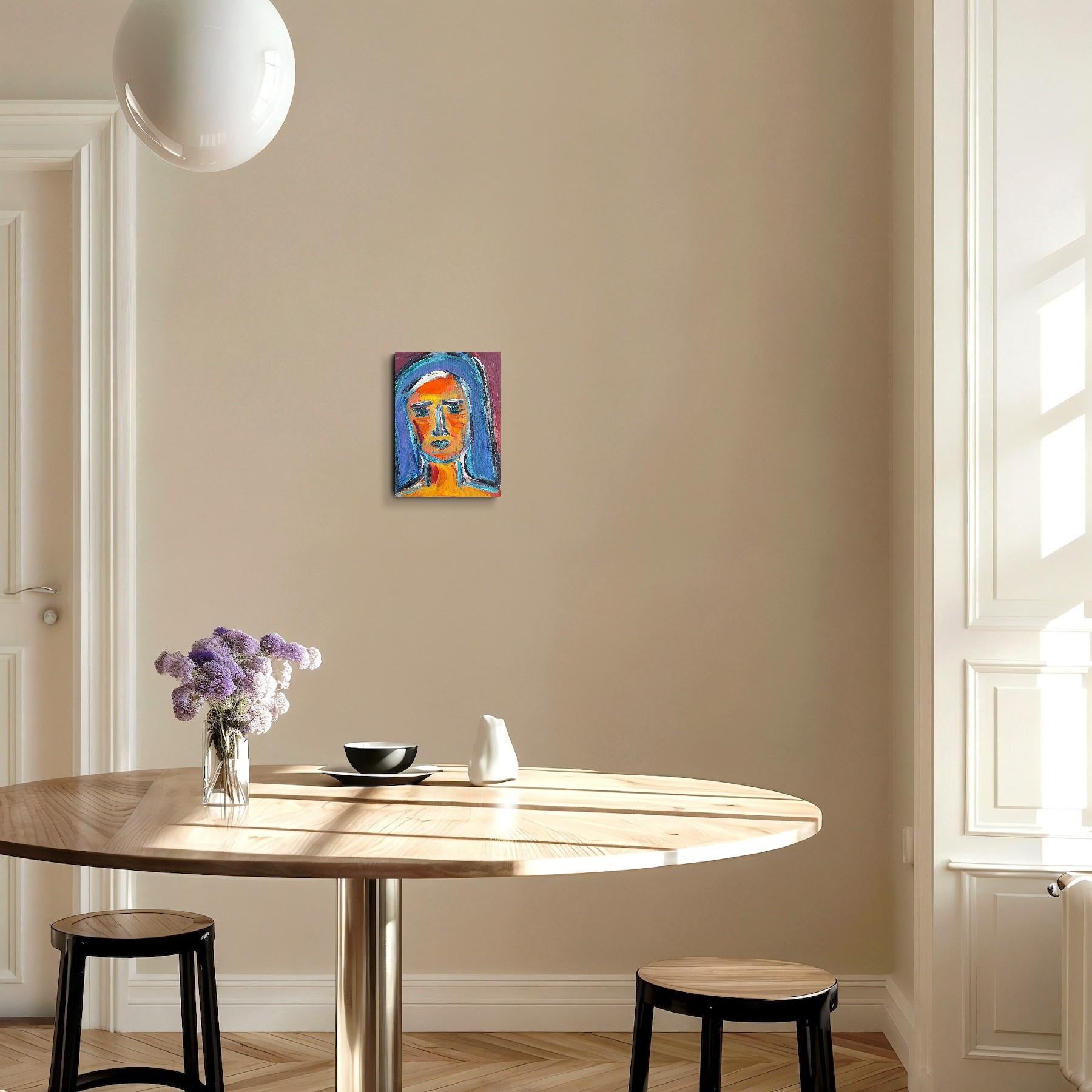 Modern abstract expressionist woman's portrait  on canvas 