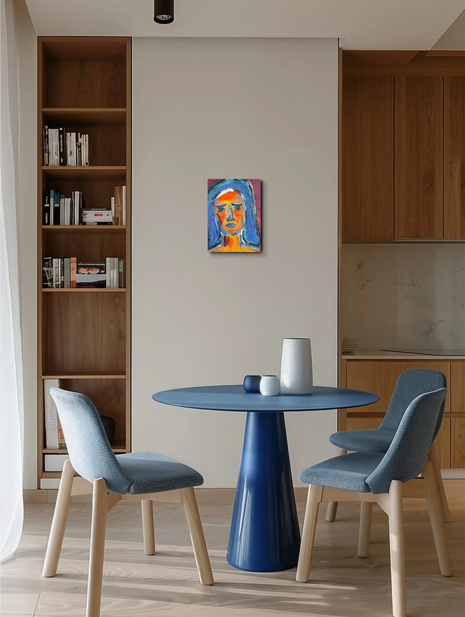 Modern abstract expressionist woman's portrait  on canvas 