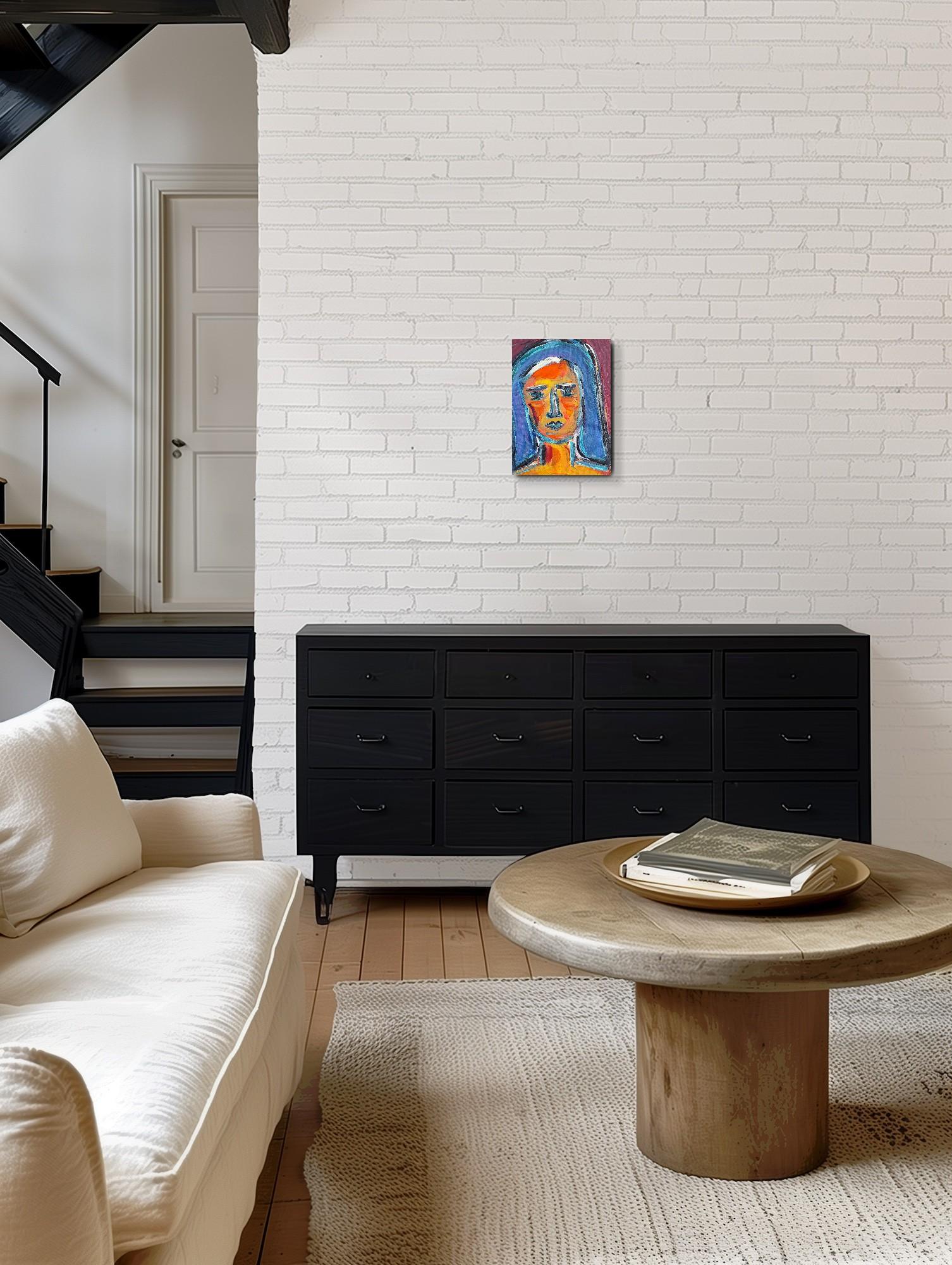 Modern abstract expressionist woman's portrait  on canvas 