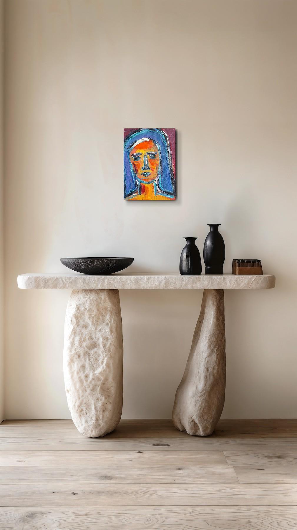 Modern abstract expressionist woman's portrait  on canvas 