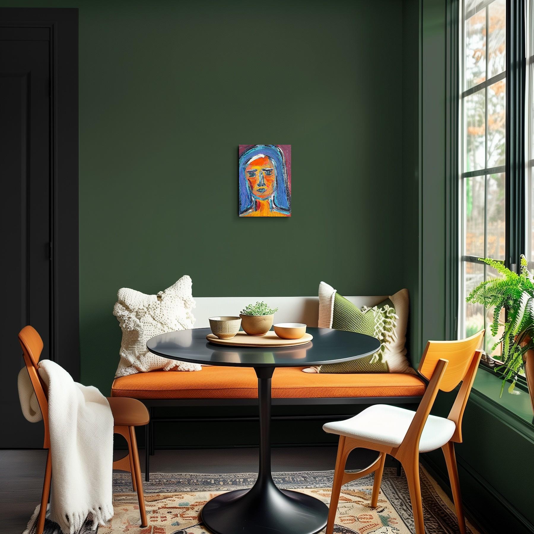 Modern abstract expressionist woman's portrait  on canvas 