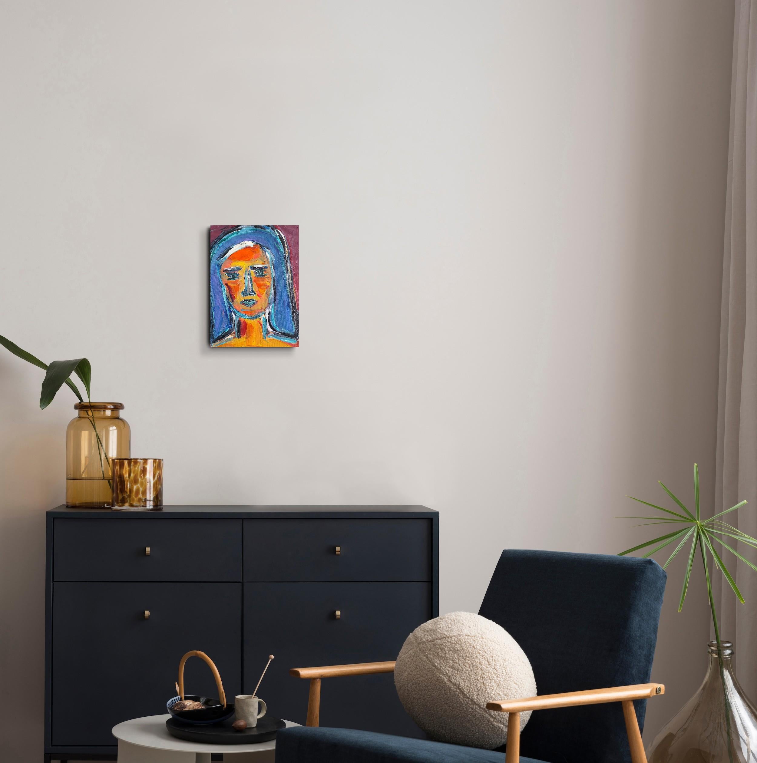 Modern abstract expressionist woman's portrait  on canvas 